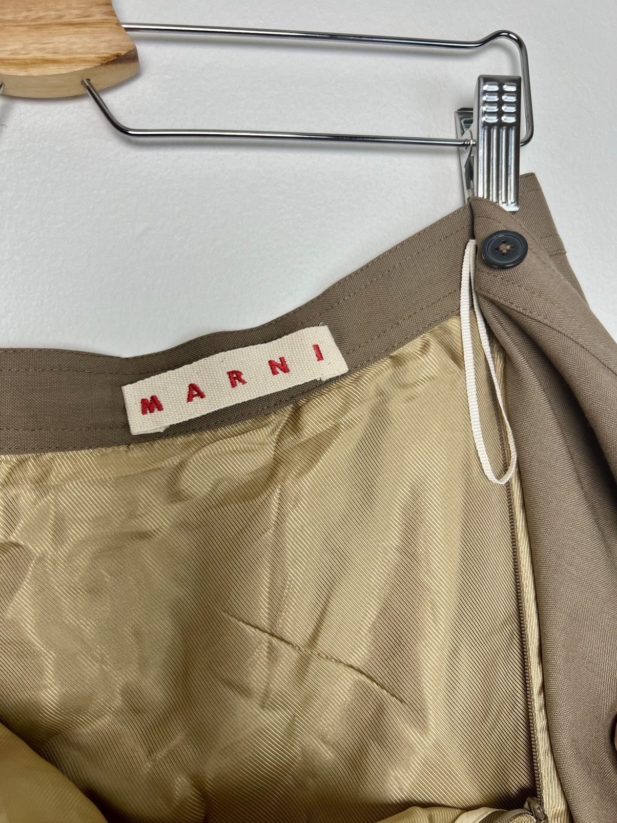 Marni Marni paneled wool mid-length skirt in khaki and tan Size 27" / US 4 / IT 40 - 5 Thumbnail