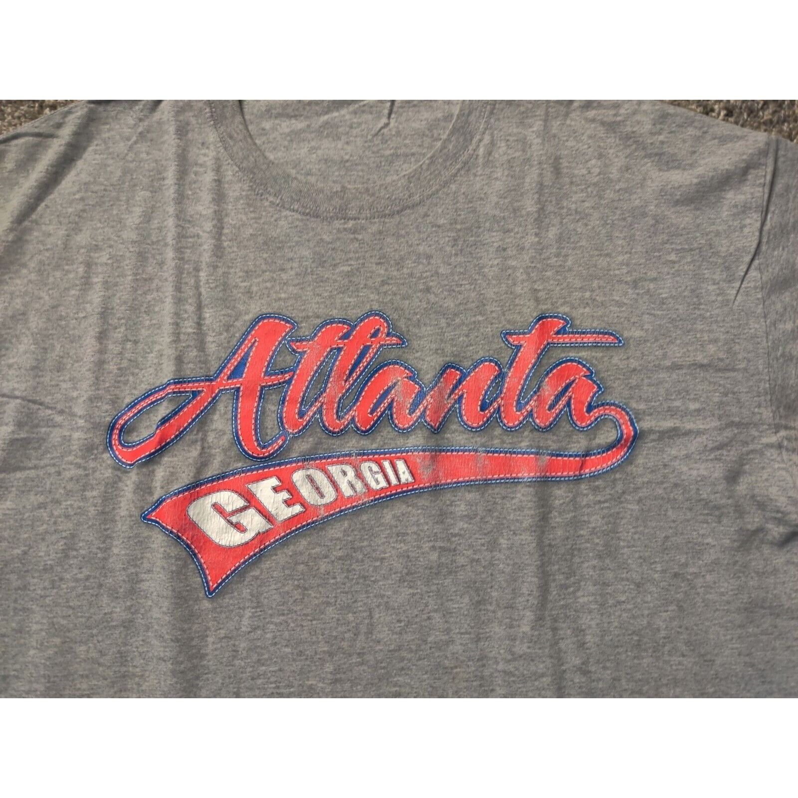 Jerzees Atlanta Gerogia Shirt Adult Mens XL Gray Red Spell Out Size US XL / EU 56 / 4 - 10 Thumbnail