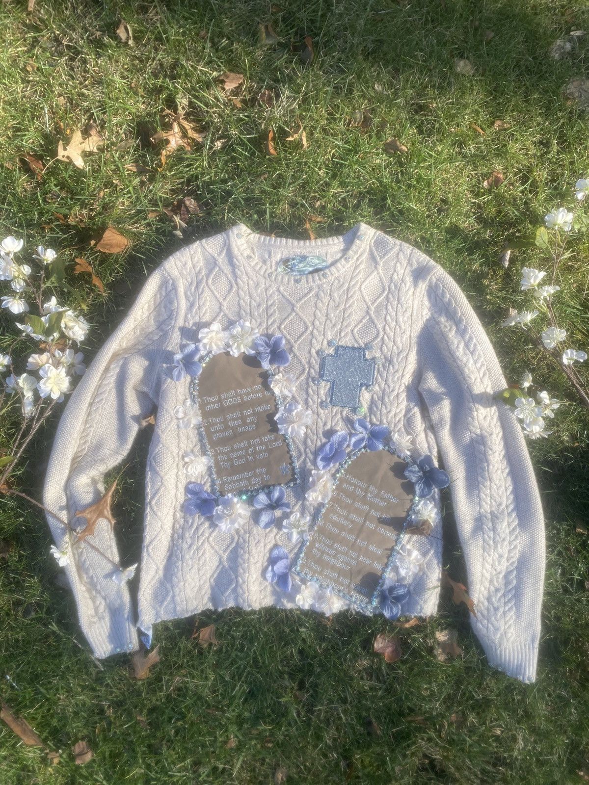 Japanese Brand Jeweled DECALOGUE 💎 Tan Sweater SAMPLE Size US M / EU 48-50 / 2 - 5 Thumbnail