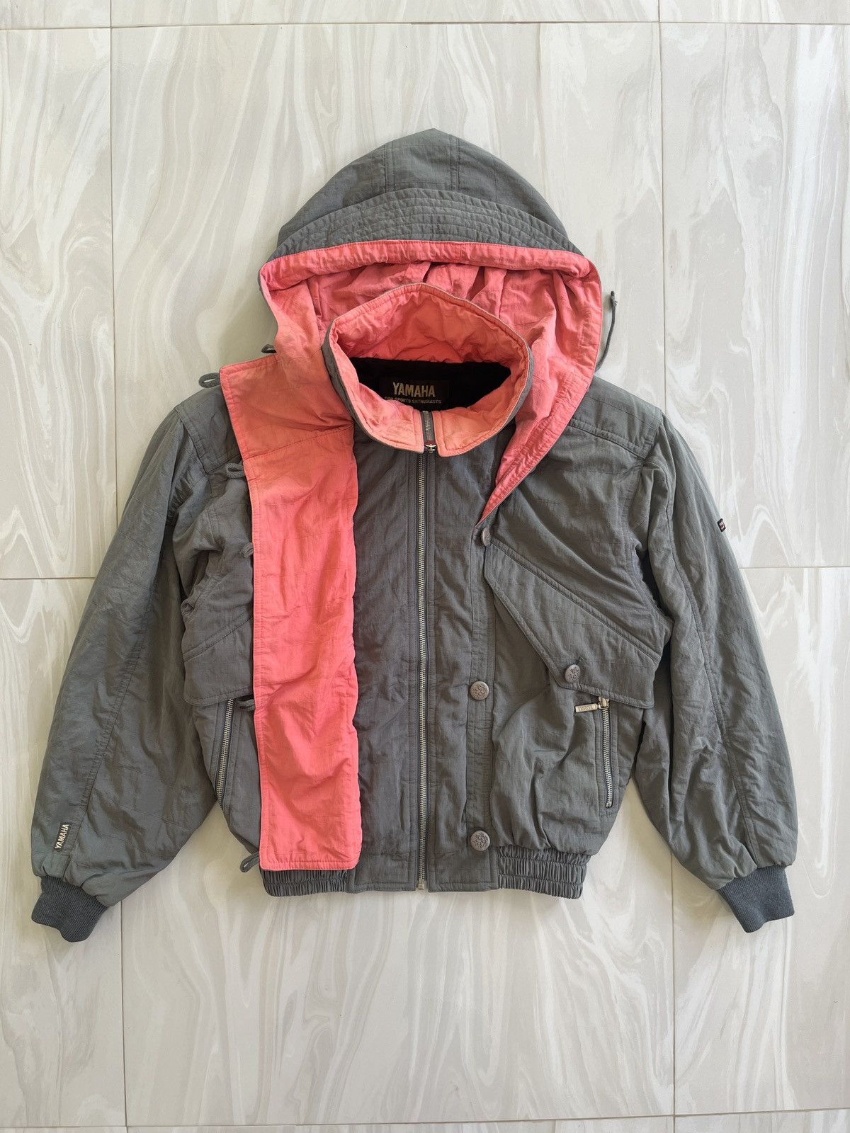 image of Vintage Yamaha Bomber Jacket in Grey, Men's (Size Large)