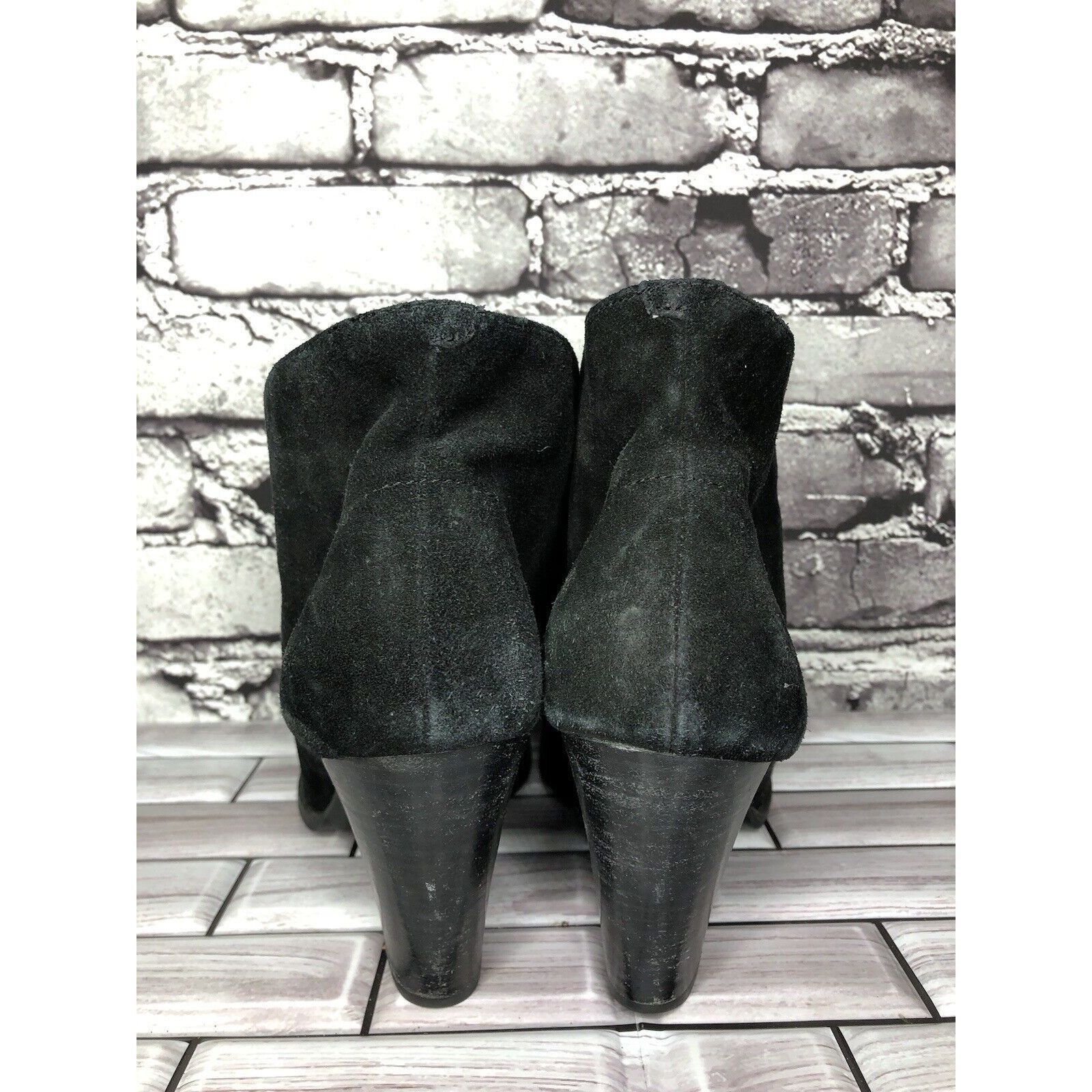 Clarks Indigo Clarks Black Suede Leather Ankle Stacked Heel Booties Size US 8 / IT 38 - 4 Thumbnail