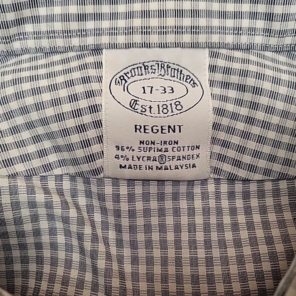 Brooks Brothers Brooks Brothers Shirt Men 33 Black Check Regent No Iron Supima Cotton Stretch Button-Up Long Sleeve 17 in Collar Size US XS / EU 42 / 0 - 3 Thumbnail