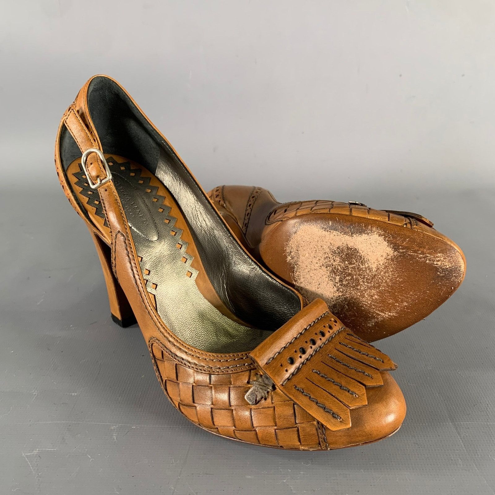 Bottega Veneta BOTTEGA VENETA Size 6.5 Brown Leather Fringe Pumps Size US 6.5 / IT 36.5 - 5 Thumbnail