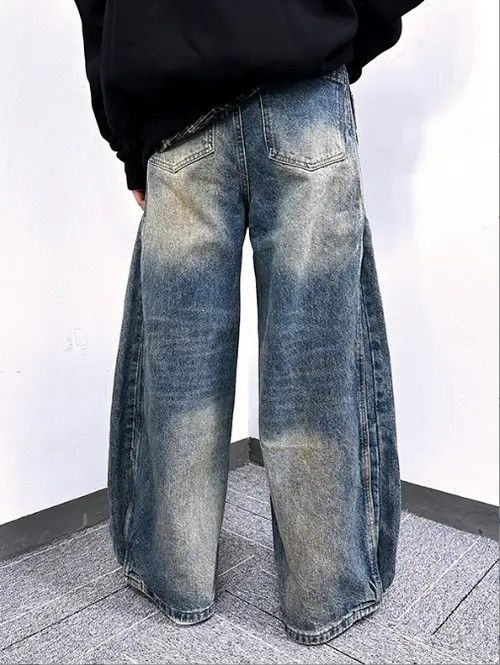 VIBE Distressed washed loose wide-leg scimitar jeans Size US 32 / EU 48 - 8 Thumbnail