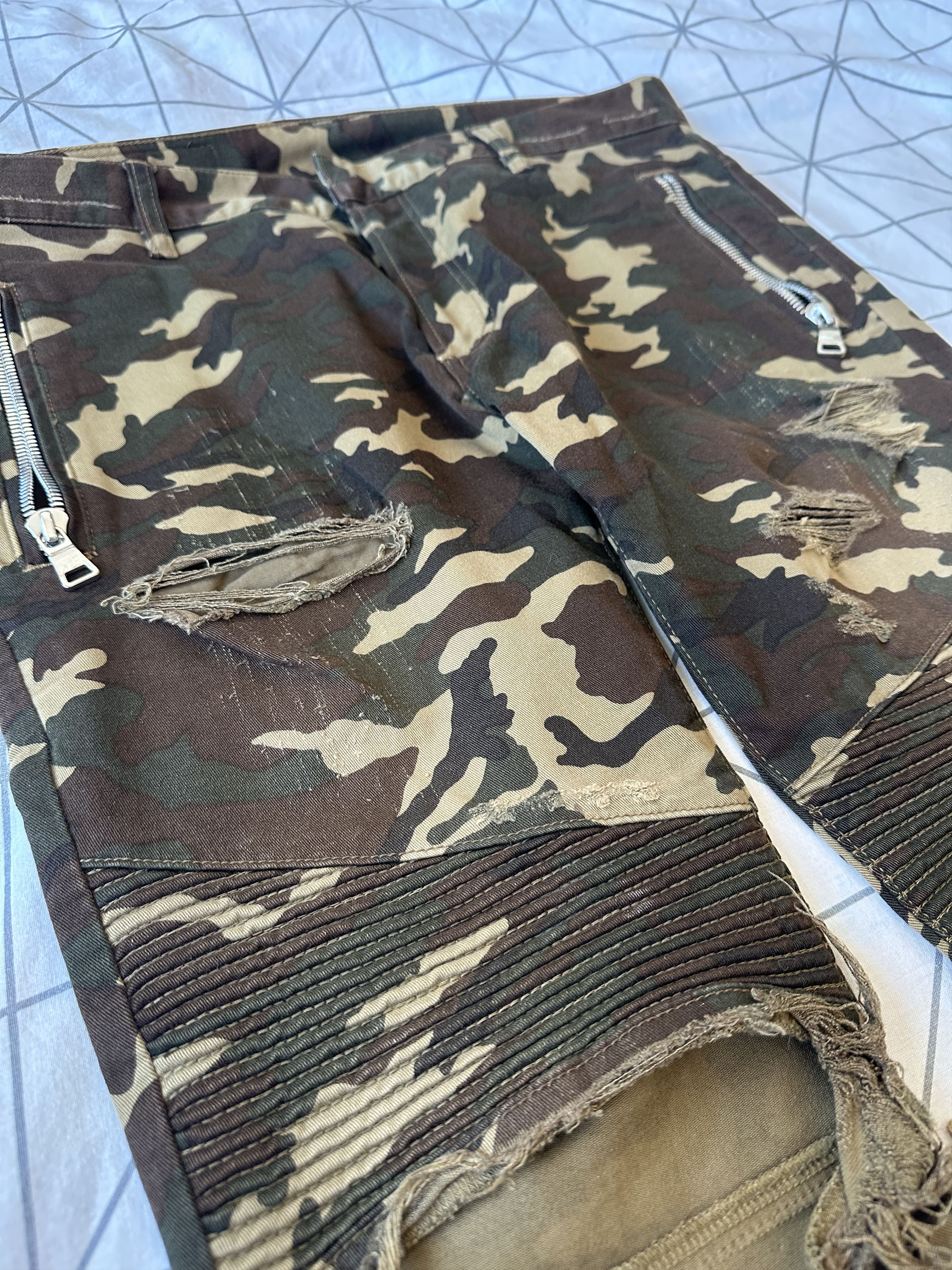 Balmain FW17 Balmain Distressed Camo Biker Denim Oliver Rousteing Size US 32 / EU 48 - 5 Thumbnail