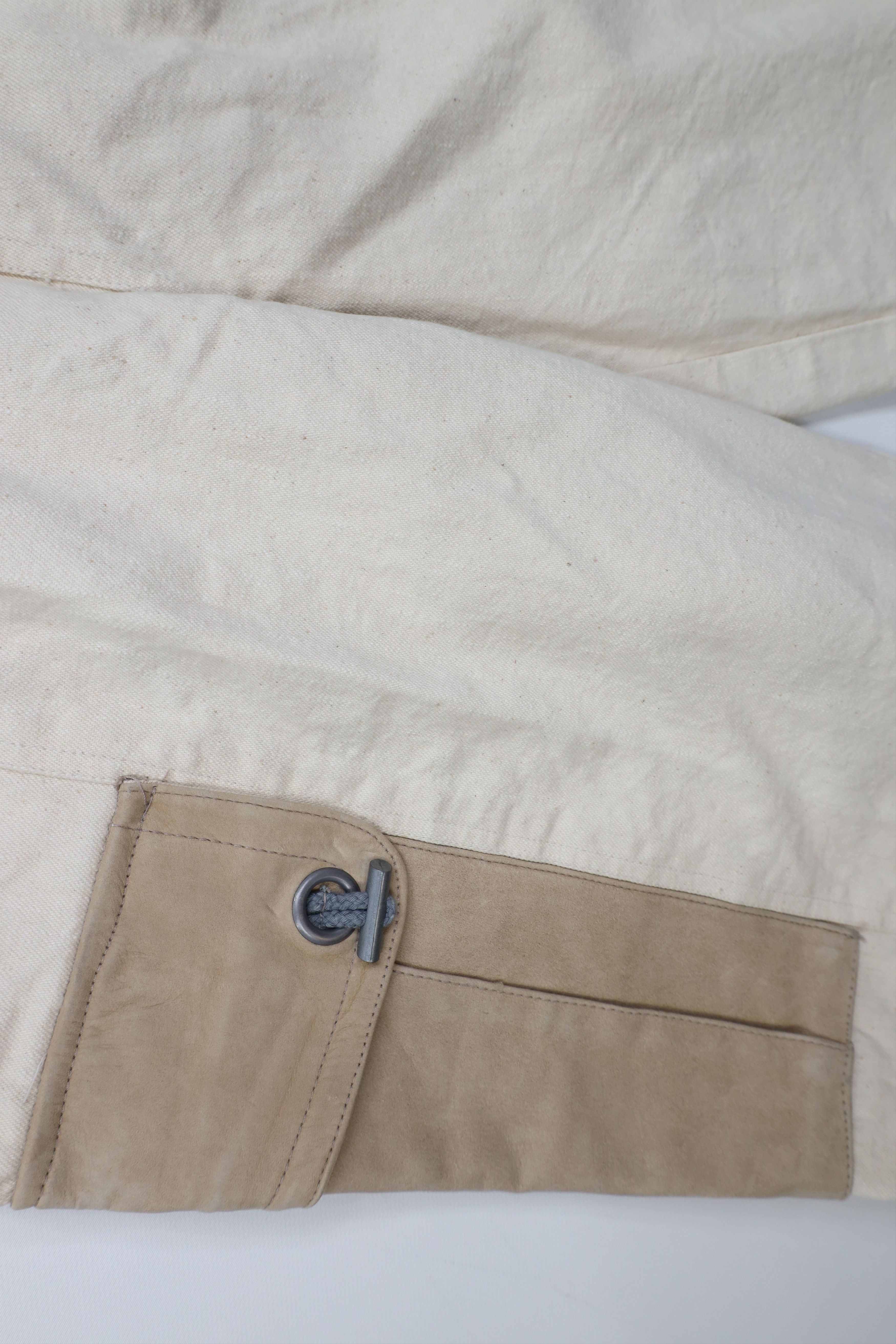 Vintage Deadstock Vintage 90s Streetwear Leather Cargo Shorts Beige Size US 32 / EU 48 - 10 Thumbnail
