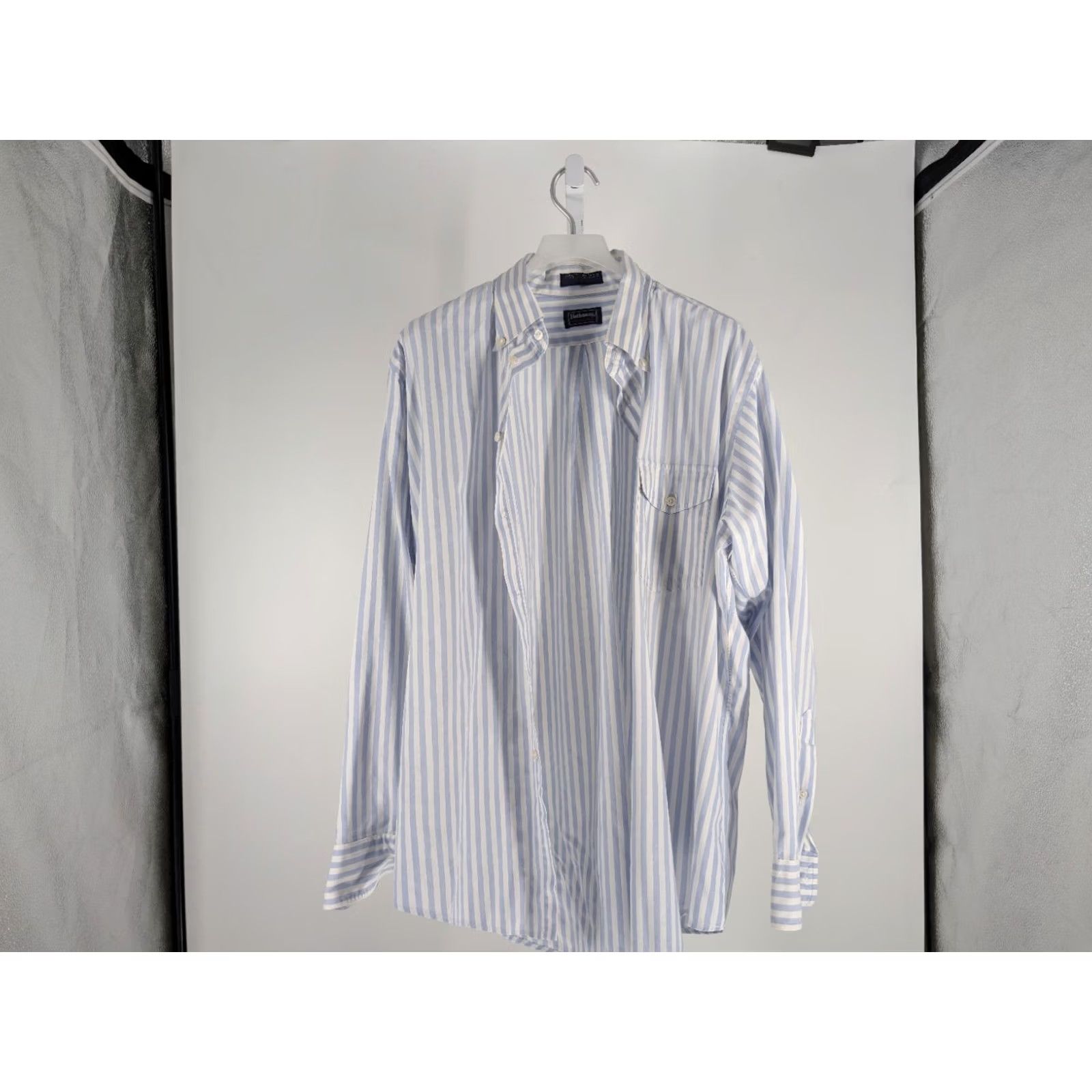 Vintage VINTAGE Hathaway Shirt Pima Cotton Oxford Striped Button-Down Flap Pocket USA Shirt Mens 80s USA Maine Blue 46in Chest 16.5 Regular Cotton Size US XL / EU 56 / 4 - 5 Thumbnail