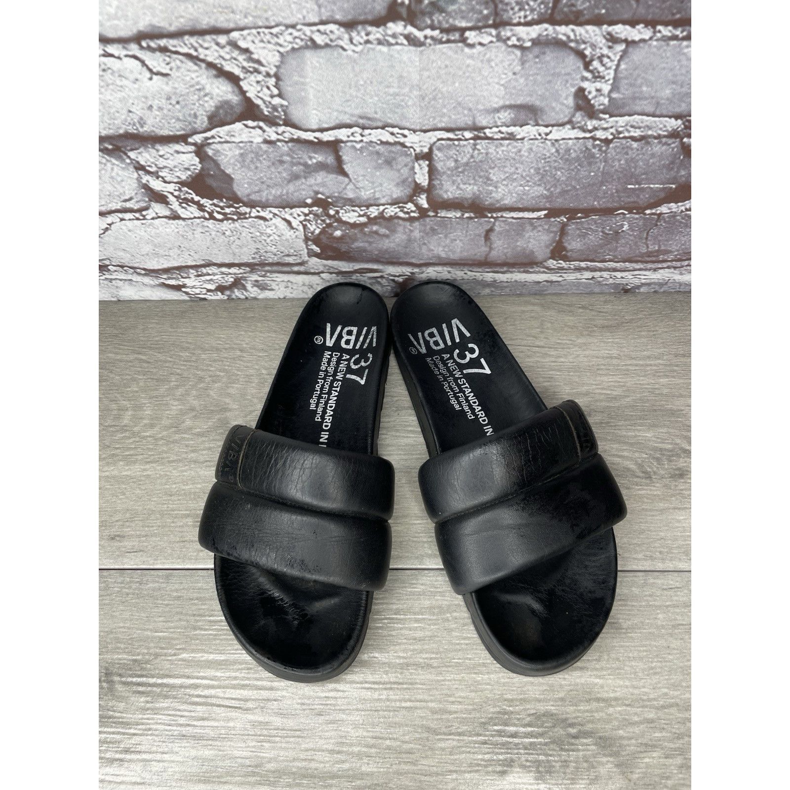 Other VIBA Porto Preto Black Leather Portugal Slides Sandals Women Size US 6.5 / IT 36.5 - 1 Thumbnail