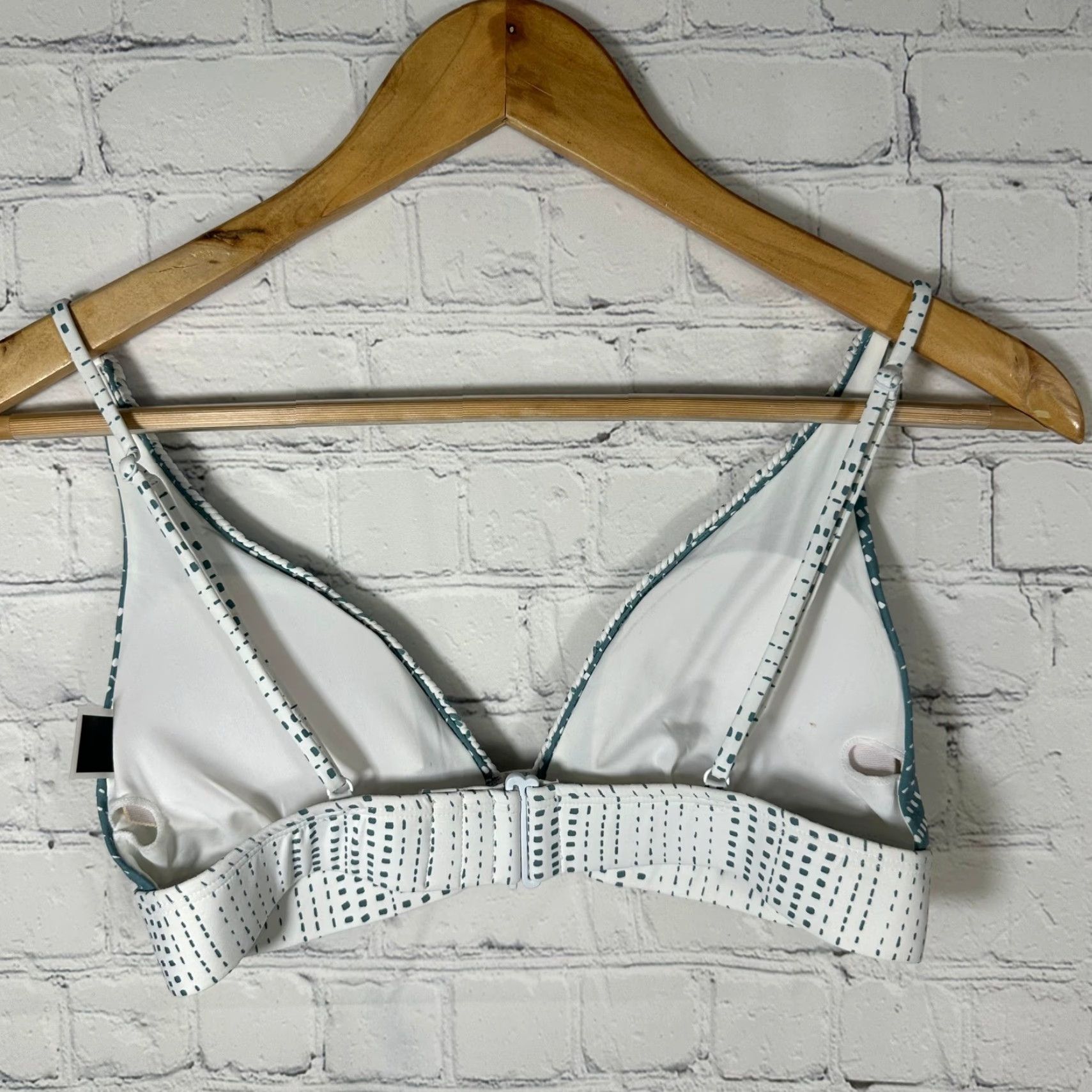 Dolce Vita Dolce Vita Womens Teal White Geometric Dot Triangle Bikini Top Swimwear Top S Blue Geometric 2 Piece Womens Size S / US 4 / IT 40 - 2 Thumbnail