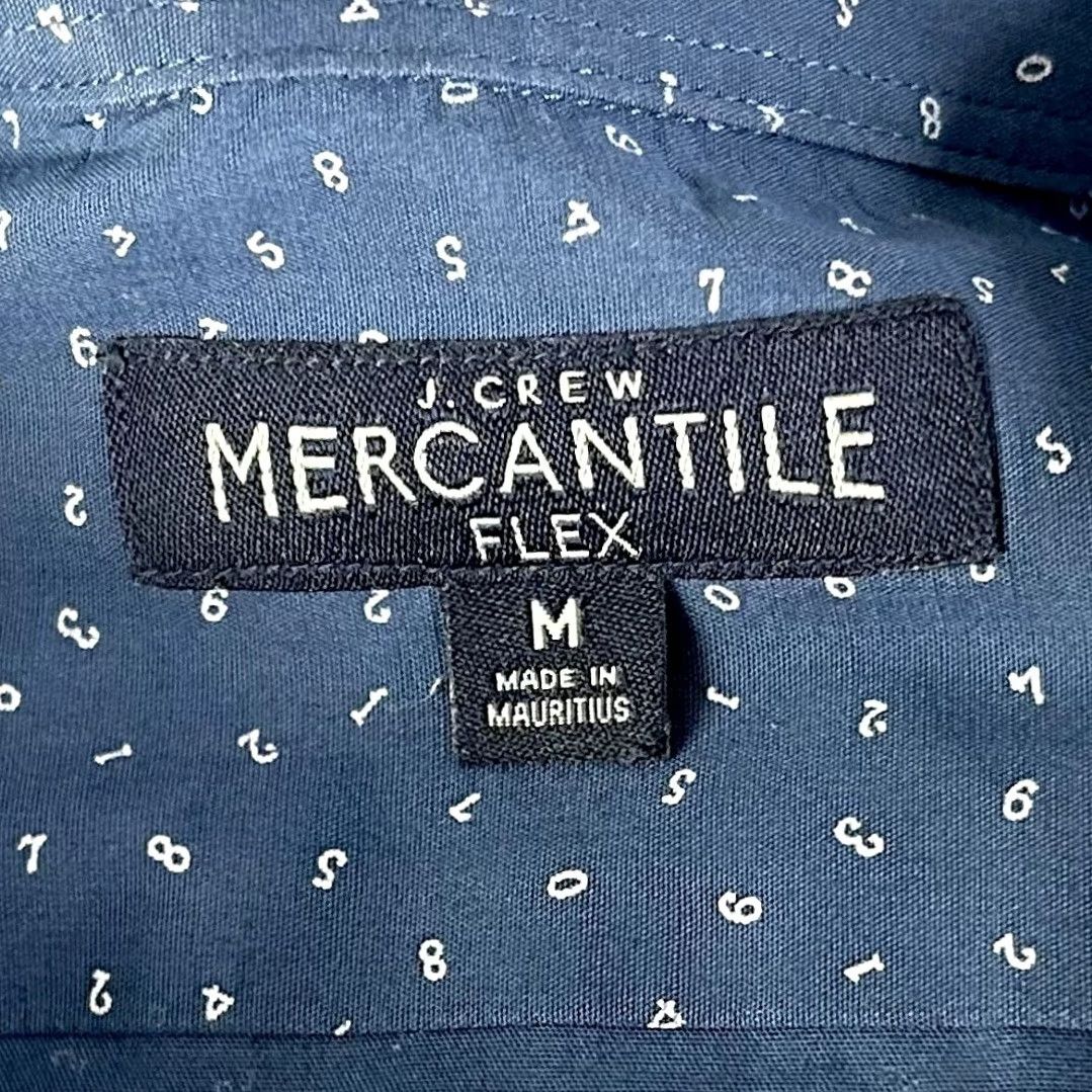 J.Crew J.CREW Shirt Button-Down Blue White Numbers Print Mercantile Flex Casual M Mens Size US M / EU 48-50 / 2 - 3 Thumbnail