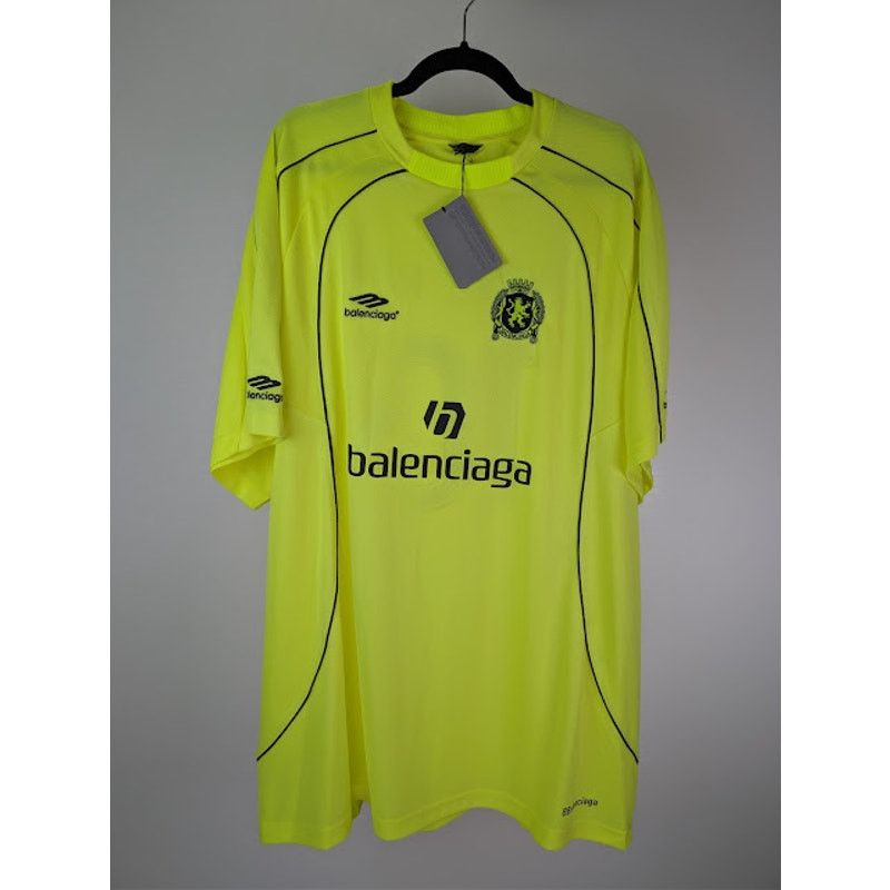 Balenciaga o1rshd1 Soccer Fluo Burly Hi Technical Jersey T-Shirt Yellow Size US XXL / EU 58 / 5 - 2 Thumbnail
