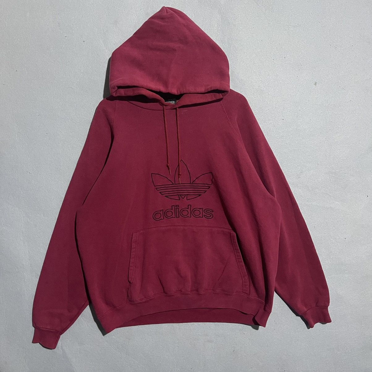 Adidas Vintage 90s Adidas Trefoil Hoodie – Made in USA – Burgundy Size US XL / EU 56 / 4 - 1 Thumbnail