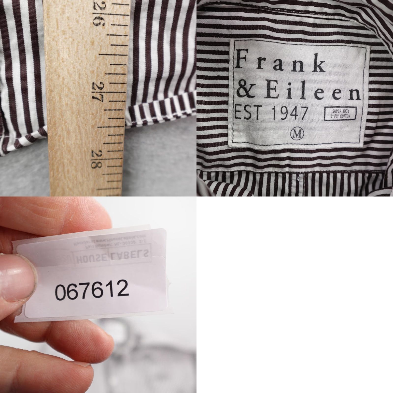 Frank & Eileen Frank & Eileen Shirt Mens Medium Brown White Stripes Paul Button Up Long Sleeve Size US M / EU 48-50 / 2 - 8 Thumbnail