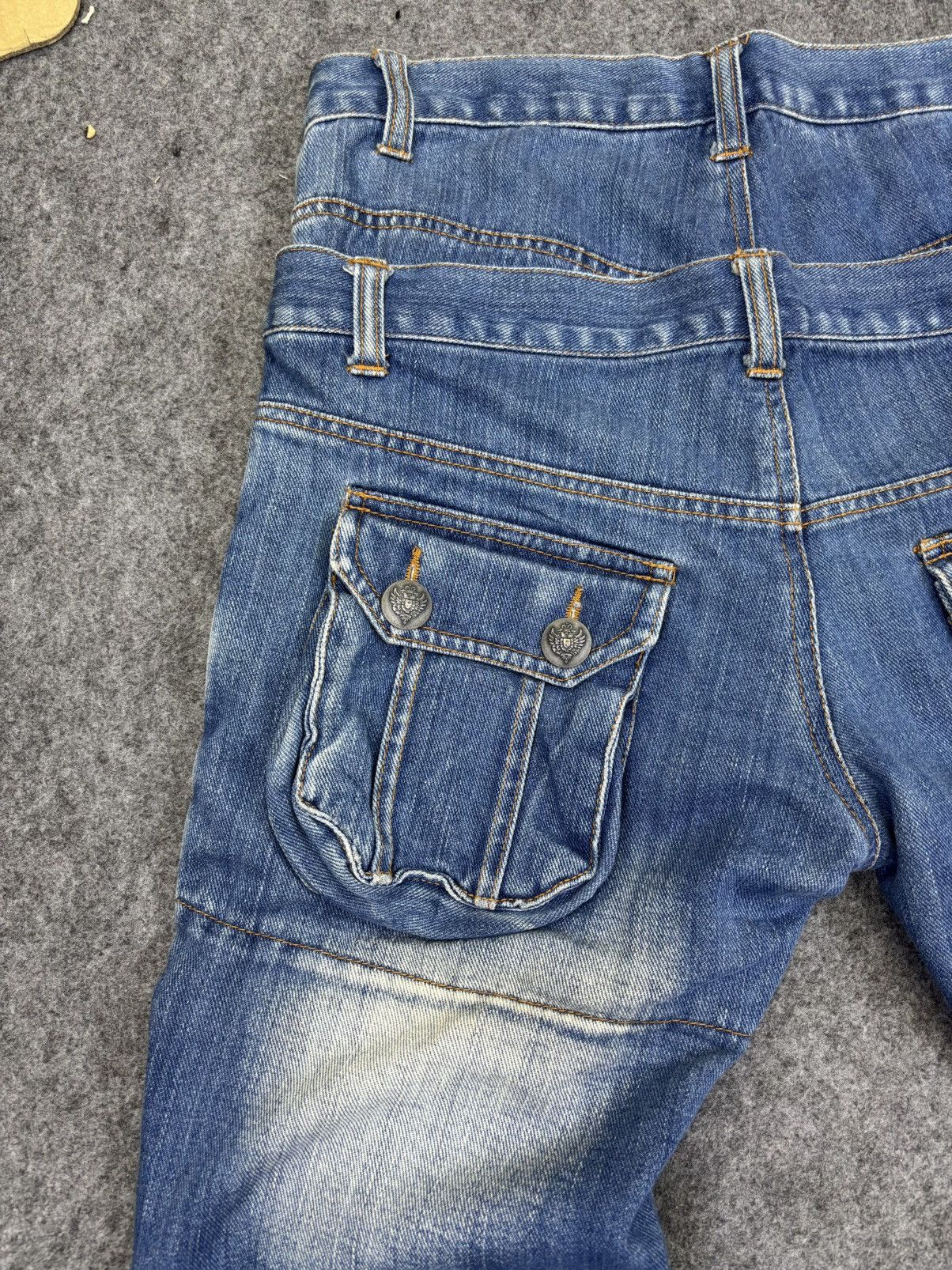 Japanese Brand Flare Lace Up Mangrove Double Waist Stone Wash Denim F812 Size US 32 / EU 48 - 8 Thumbnail