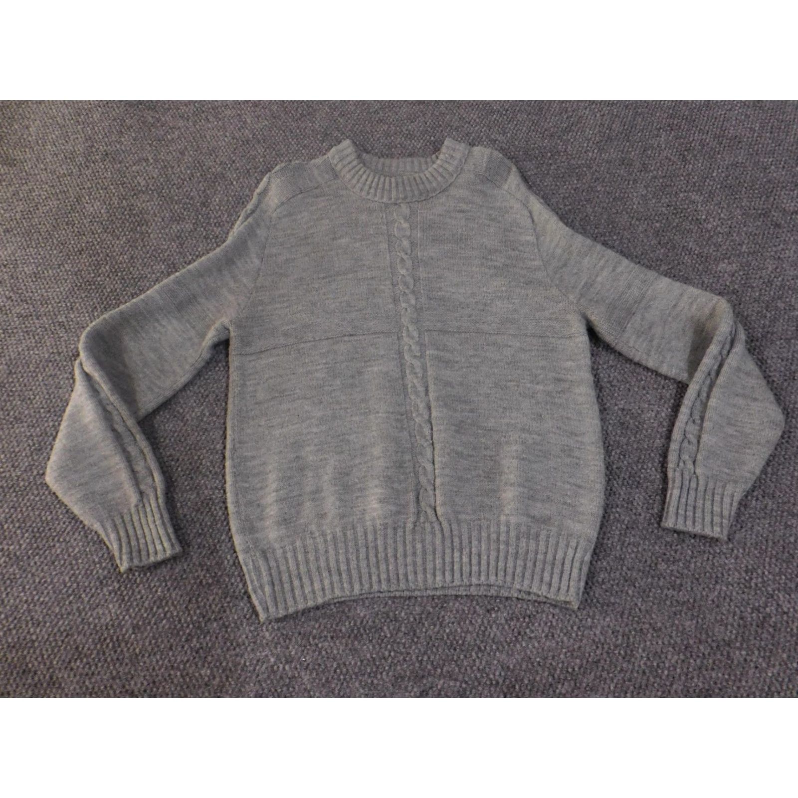 Vintage VINTAGE Lord Jeff Sweater Mens M Gray Cable Knit Crewneck Made USA Orlon Size US M / EU 48-50 / 2 - 2 Thumbnail