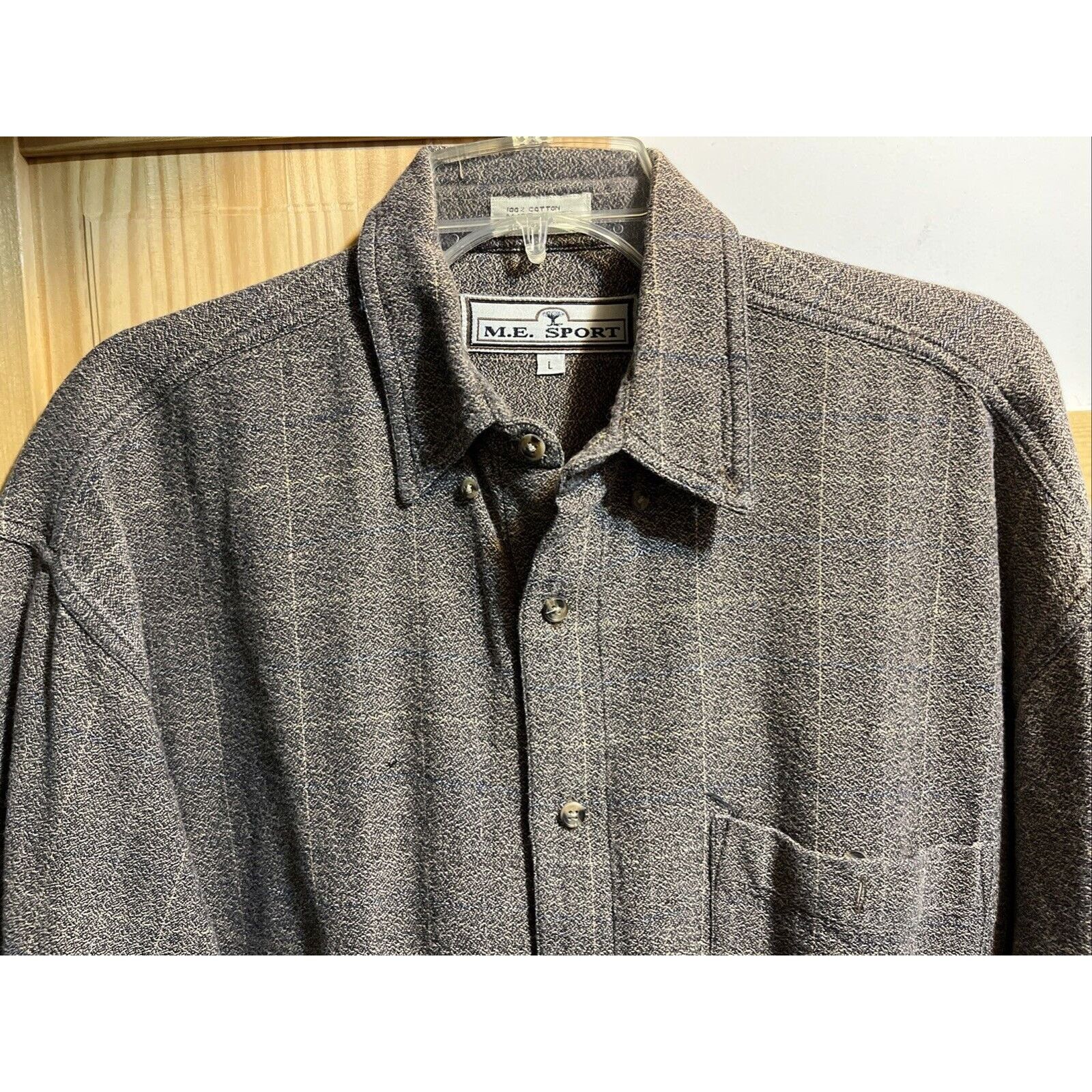 M.E. Sport M. E. Sport Vintage Men’s Shirt L Brown LS Chamois Flannel Size US L / EU 52-54 / 3 - 4 Thumbnail