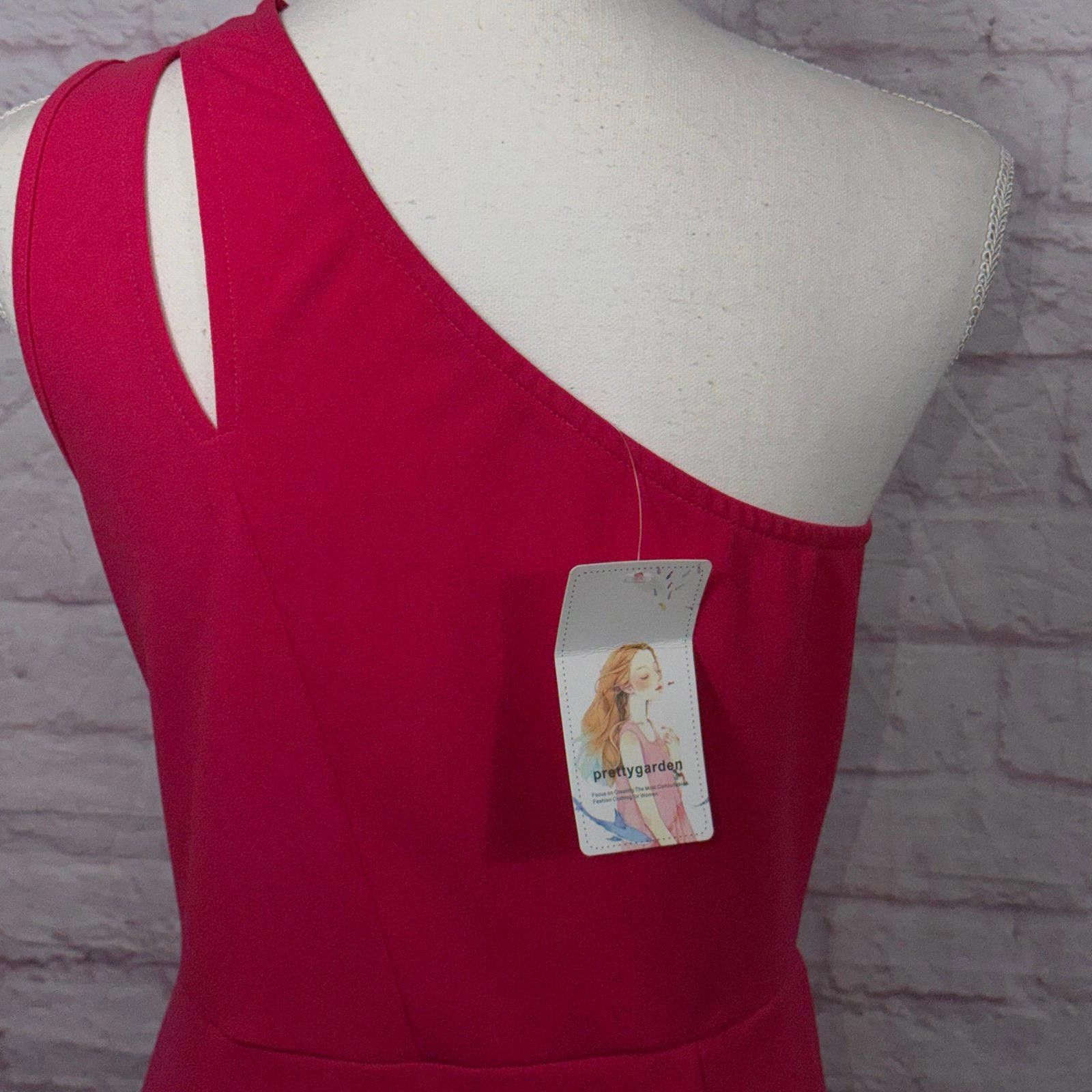 Other PrettyGarden Women's Medium One-Shoulder Pink Dress NWT Size M / US 6-8 / IT 42-44 - 6 Thumbnail