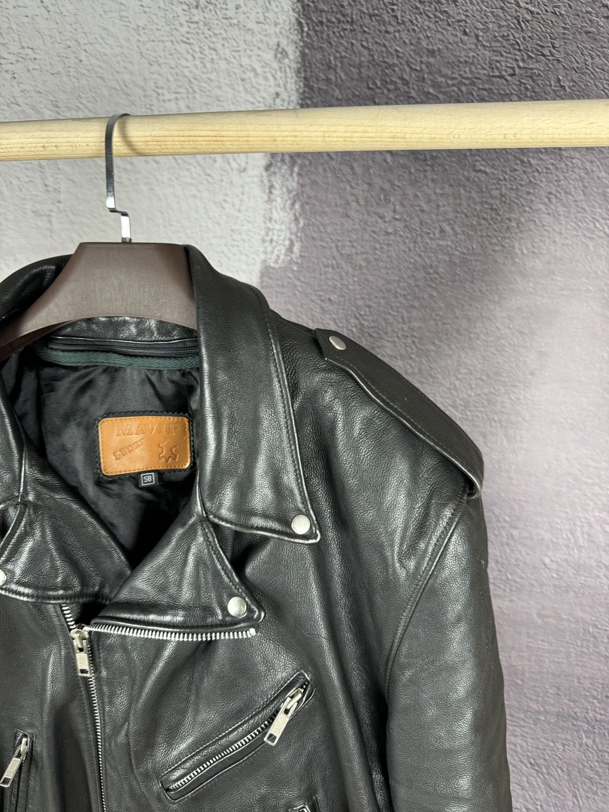 Vintage Mavip Leder Vintage Motorcycle Heavy Leather Black jacket Size US XXL / EU 58 / 5 - 10 Thumbnail