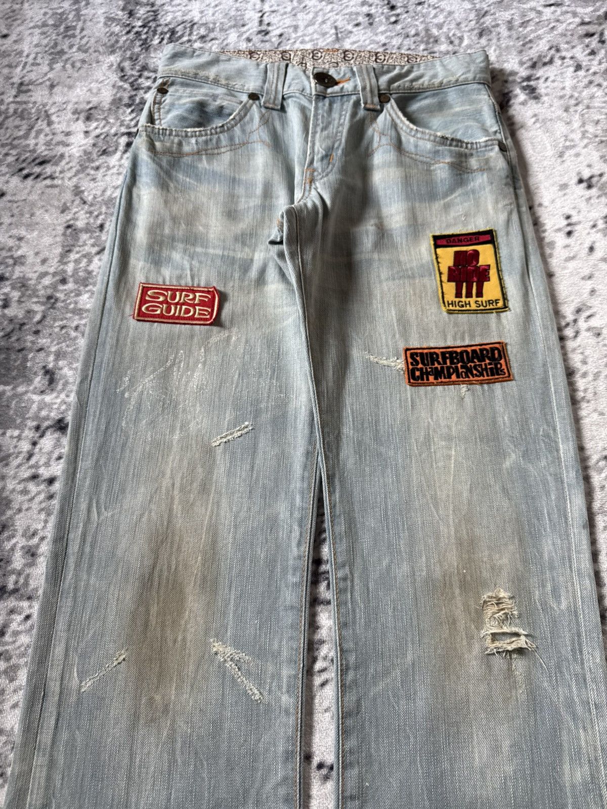 Japanese Brand Edwin 503 Japan Surfer Edition Patched Distressed Jeans Size US 29 - 3 Thumbnail