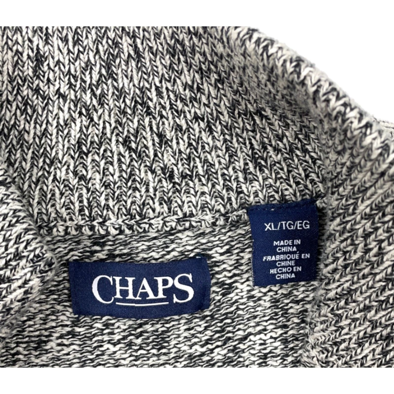 Chaps Preppy Gray Black Striped Pullover High Neck Sweater Adult XL Embroidered Cotton Size US XL / EU 56 / 4 - 5 Thumbnail