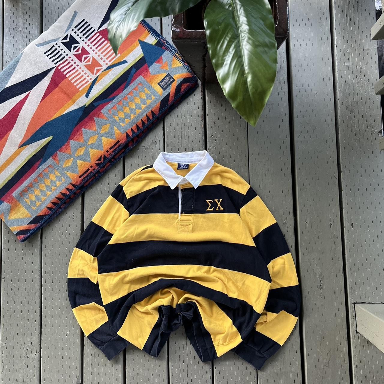 Vintage Vintage Rugby Polo Sigma Chi Striped Pullover Sweatshirt Size US XL / EU 56 / 4 - 2 Thumbnail
