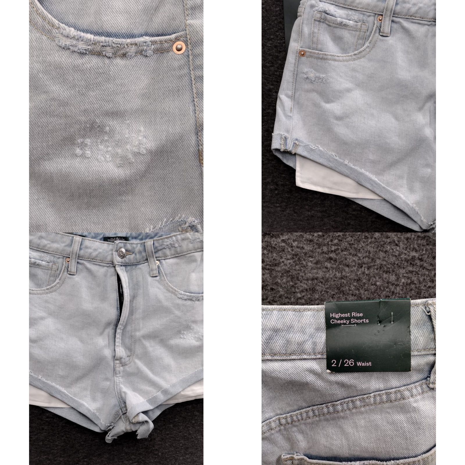 Vintage VINTAGE Wild Fable Highest Rise Denim Cropped Shorts Blue 2 28 in Light Wash 90s Daisy Pocket Womens Size 26" / US 2 / IT 38 - 8 Thumbnail
