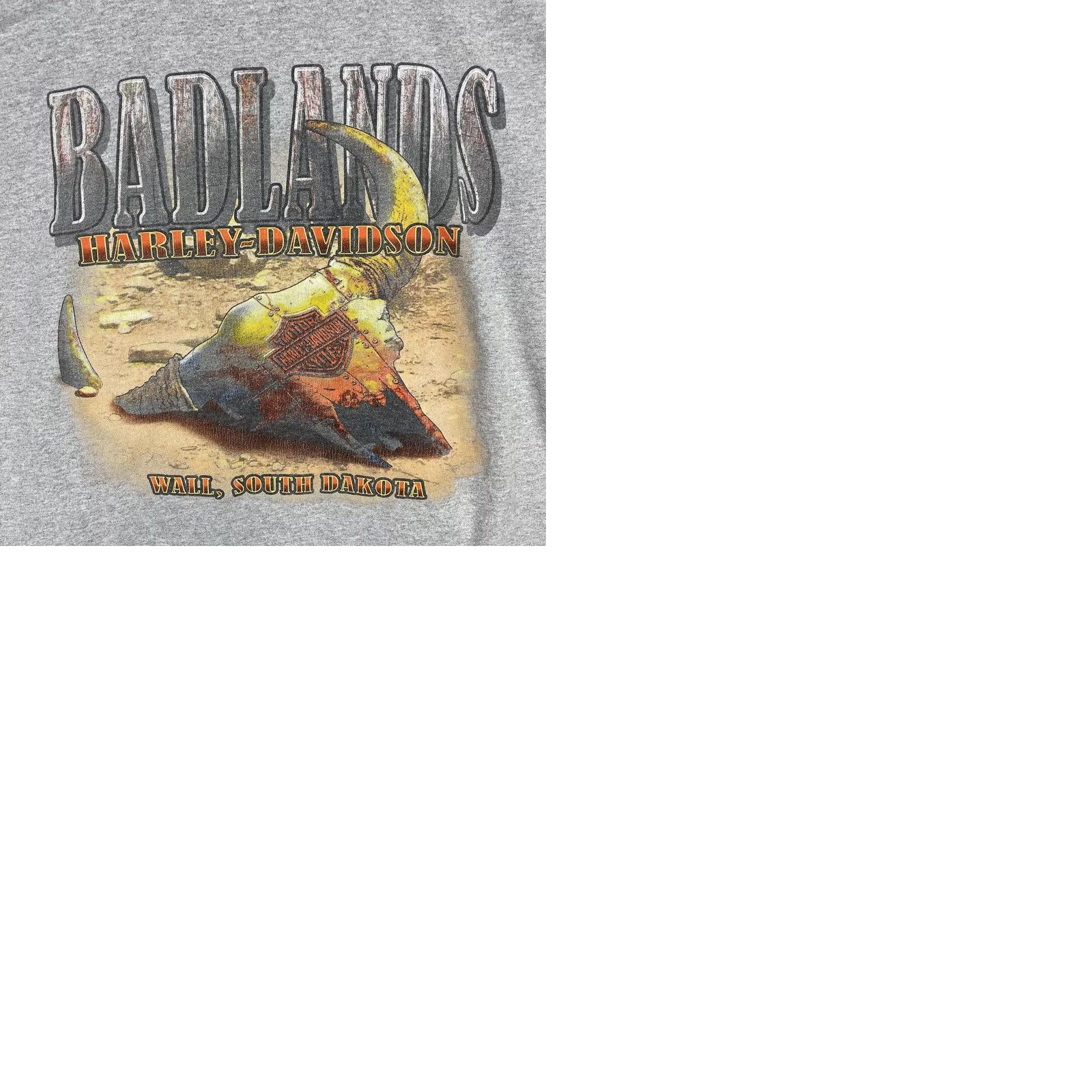 Harley Davidson Harley-Davidson Shirt Mens XL Gray Badlands Wall South Dakota Bull Skull Biker Graphic Print Crew Neck Short Sleeve T-Shirt USA 90s Event Theme Size US XL / EU 56 / 4 - 9 Thumbnail