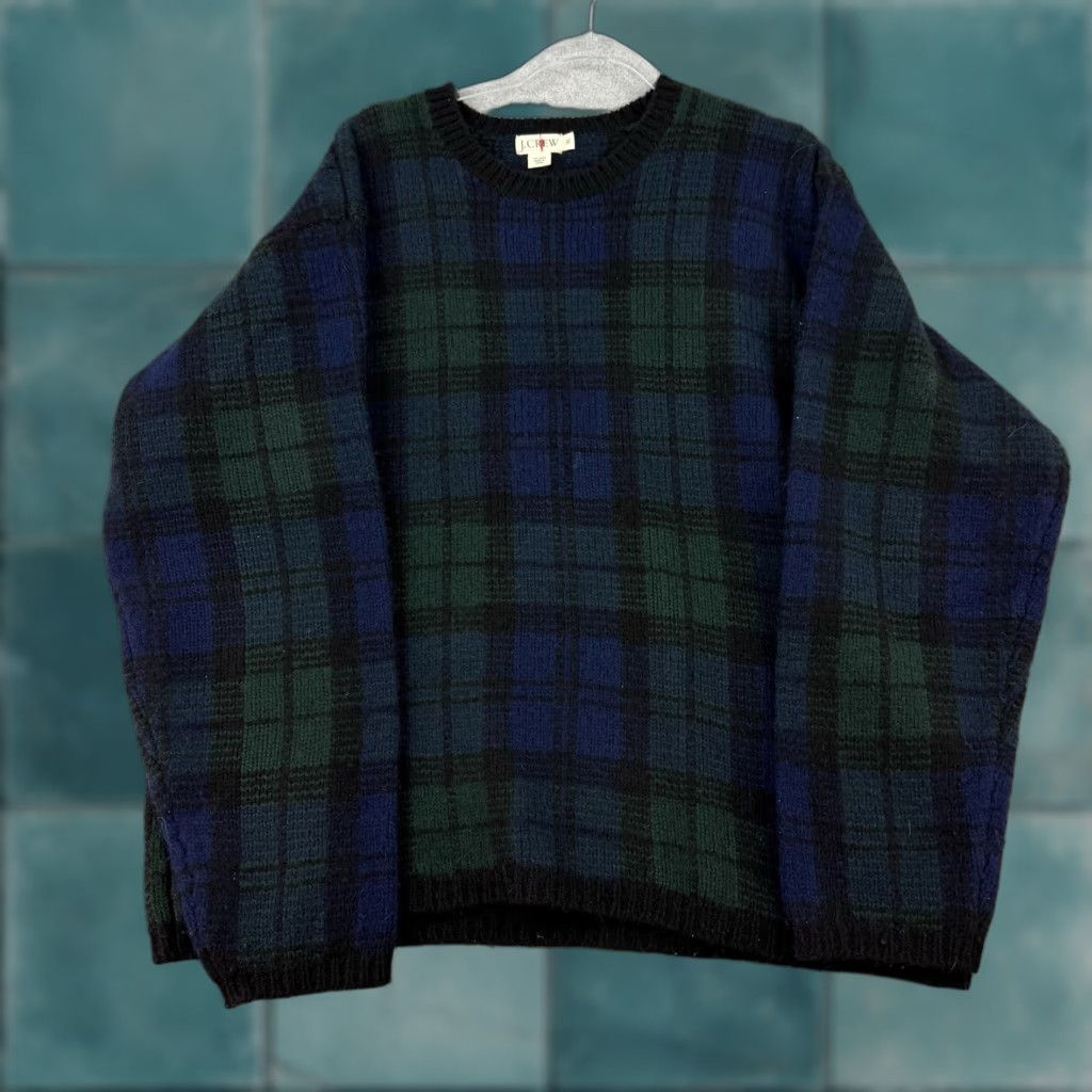 J.Crew VINTAGE J.CREW Sweater XL Men Wool Oarsman Plaid Crew Neck Pullover Christmas Preppy Classic Holiday Men xl Regular Blue Black Green Size US XL / EU 56 / 4 - 1 Thumbnail