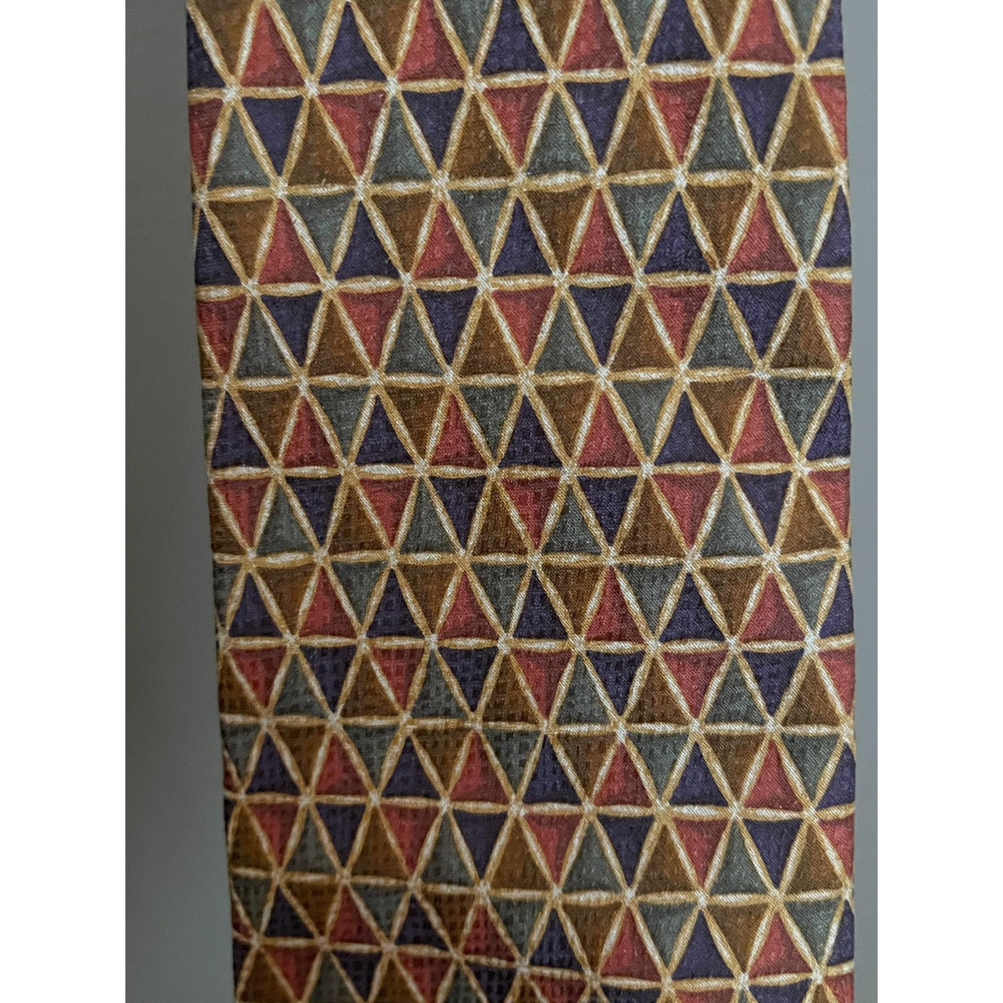 Valentino Valentino Cravate Geometric Designer Tie 100% Silk Multicolo Size ONE SIZE - 2 Thumbnail
