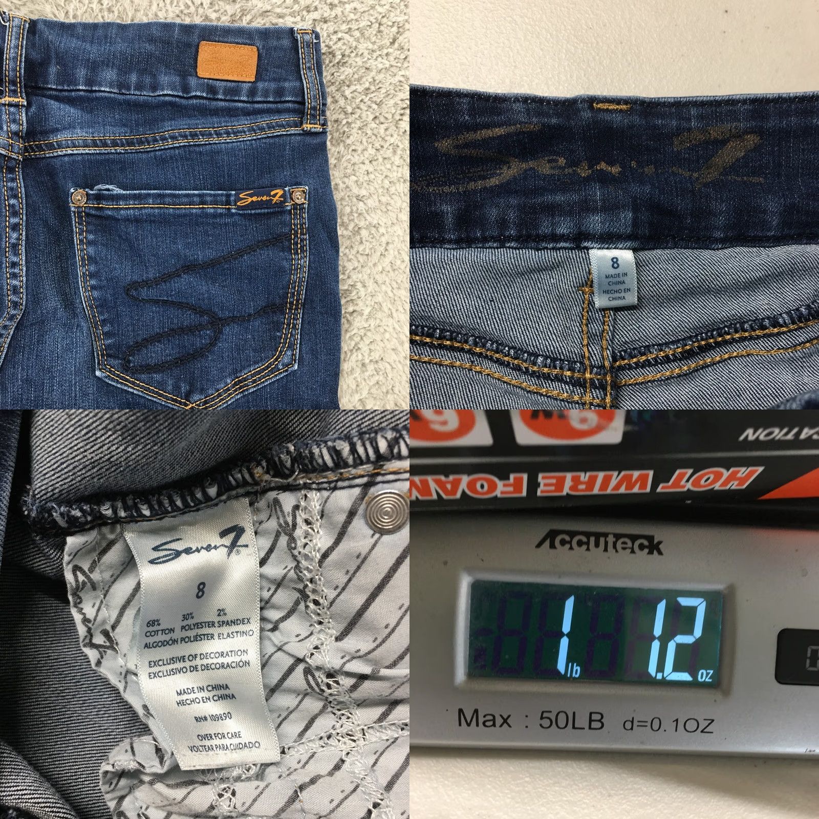 Vintage Seven7 Skinny Jeans Womens 8 Blue Dark Wash Denim Zip Fly 5 Pockets Mid Rise Jeans Size 30" / US 8 / IT 44 - 9 Thumbnail