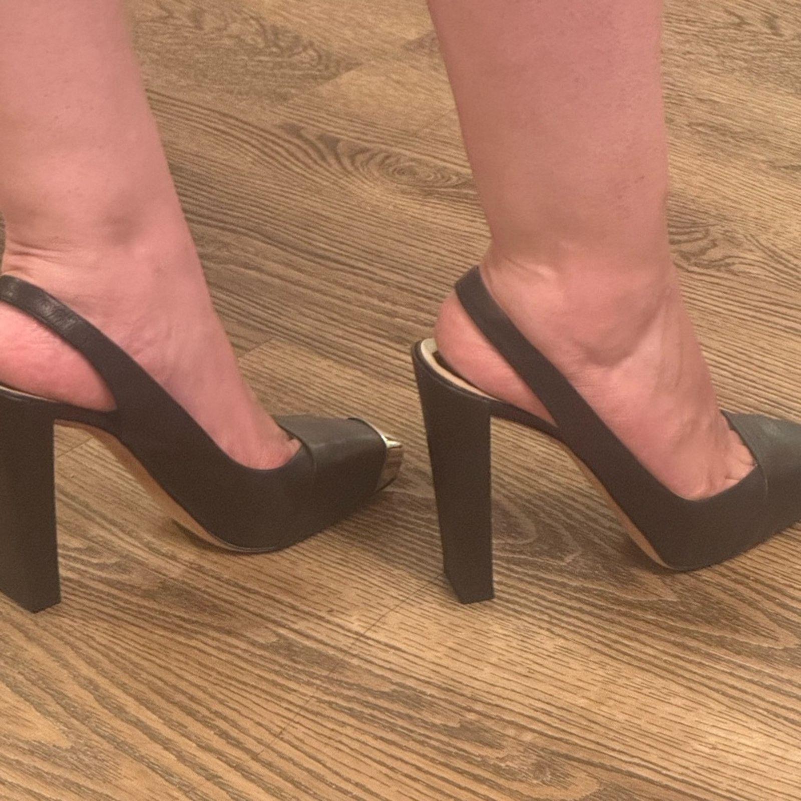 Dior Dior Heel SLINGBACK Black Leather Silver Toe Cap Pumps S 8.5 Size US 8.5 / IT 38.5 - 10 Thumbnail