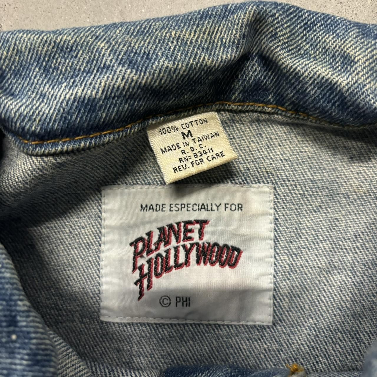 Planet Hollywood × Vintage Crazy Vintage 90s Planet Hollywood Embroidered Denim Jean Jacket! Size US M / EU 48-50 / 2 - 7 Thumbnail