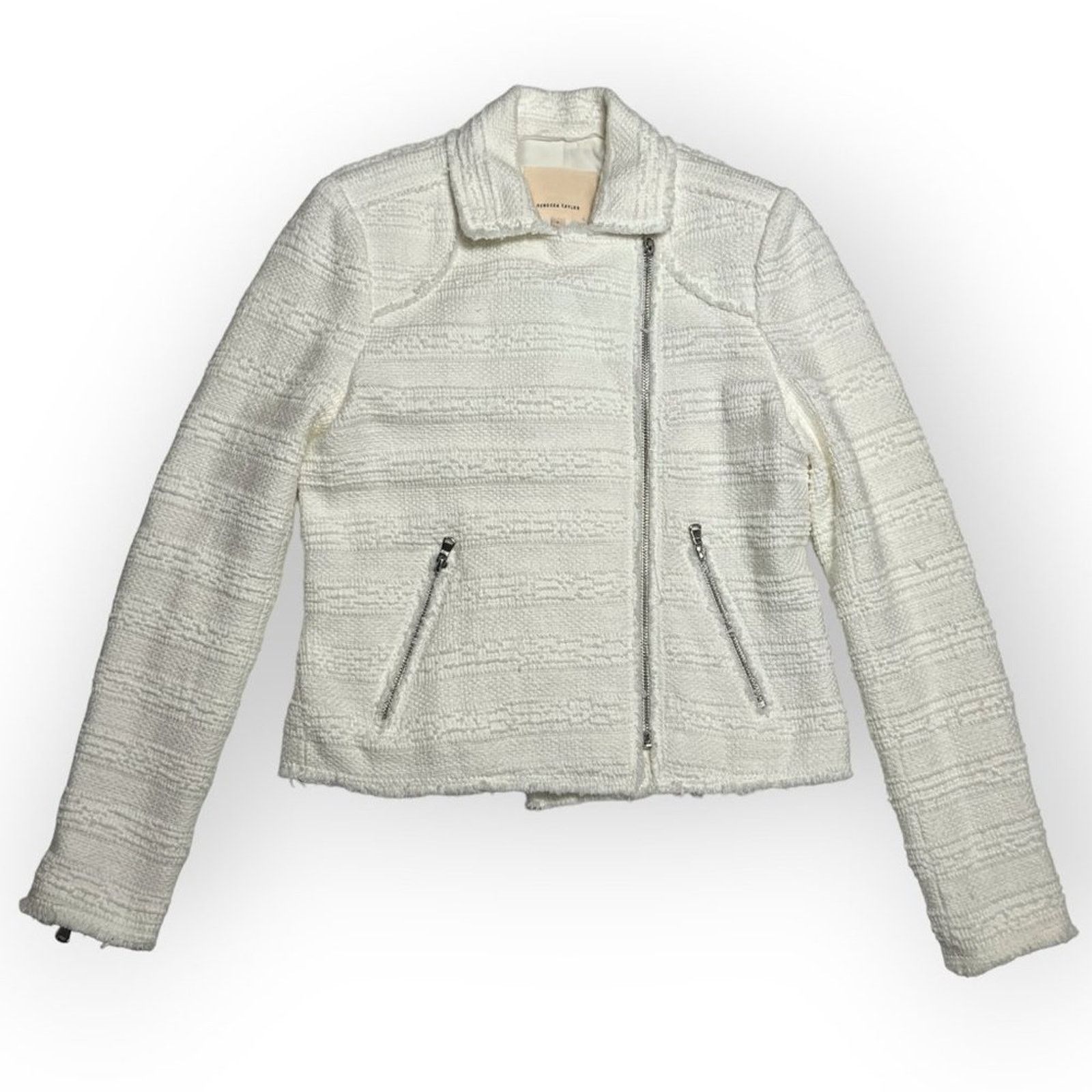 Rebecca Taylor Rebecca Taylor Boucle Moto Jacket Ivory Size 2 Size XS / US 0-2 / IT 36-38 - 1 Thumbnail