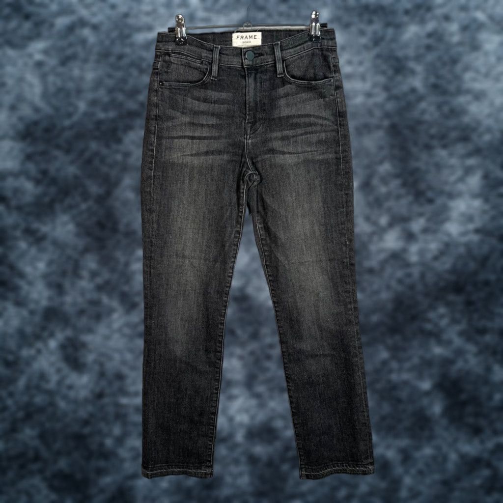 Frame FRAME Jeans Womens Mid Rise Slim Leg Size 25 Black Stretch Denim Pants Size 42" / US 20 - 1 Thumbnail