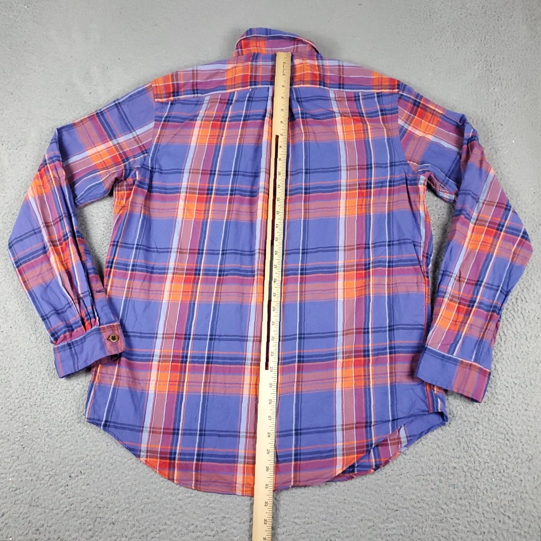 Ralph Lauren VINTAGE Ralph Lauren Shirt Mens Large Orange Blue Plaid 2 Pocket Button Up Long Sleeve - Blue, Cotton, Regular Fit, 2 Pocket, Button-Down Collar Mens Size US L / EU 52-54 / 3 - 3 Thumbnail