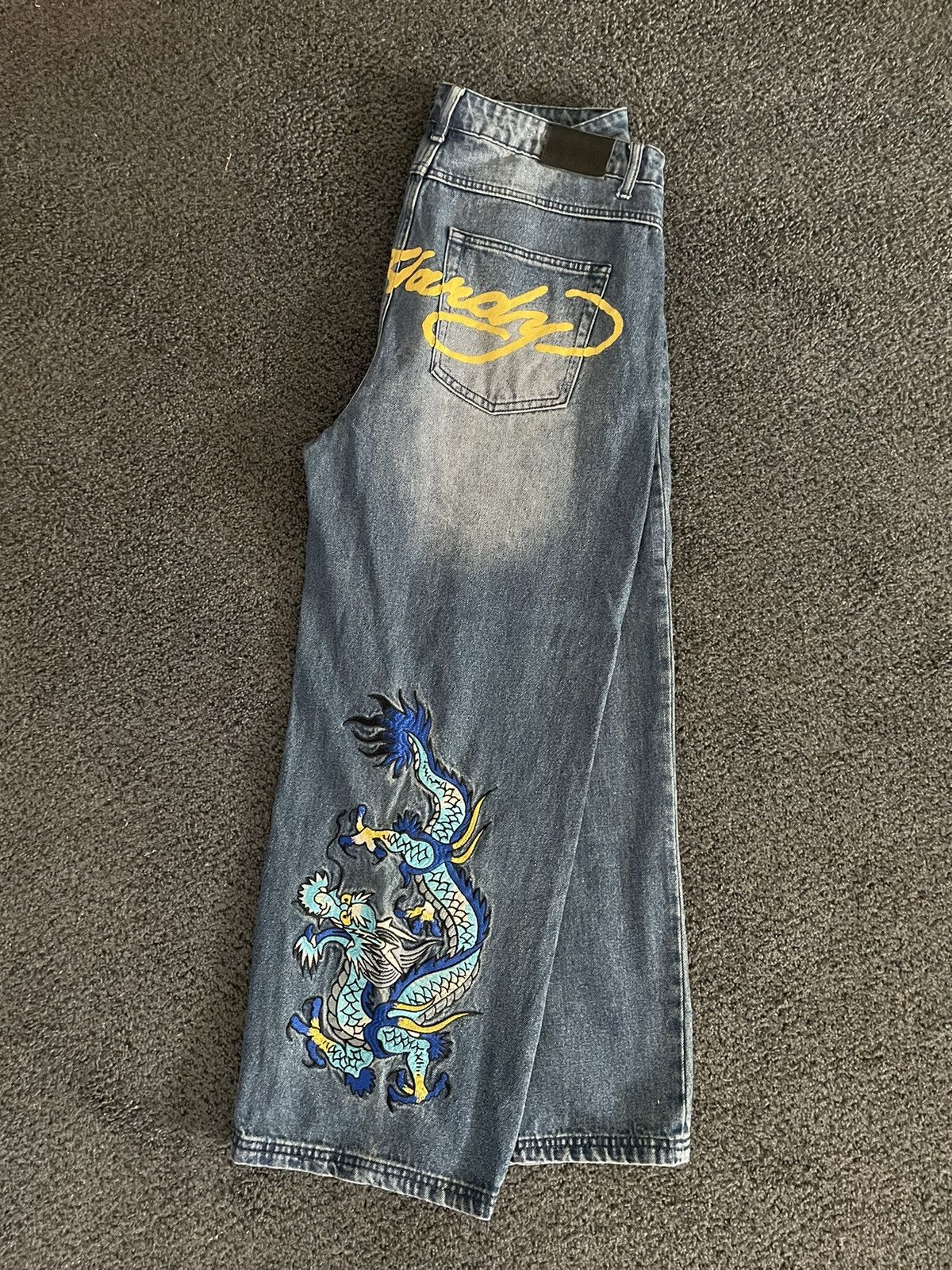 Christian Audigier × Ed Hardy Ed Hardy Washed Baggy Jeans Size US 32 / EU 48 - 3 Thumbnail