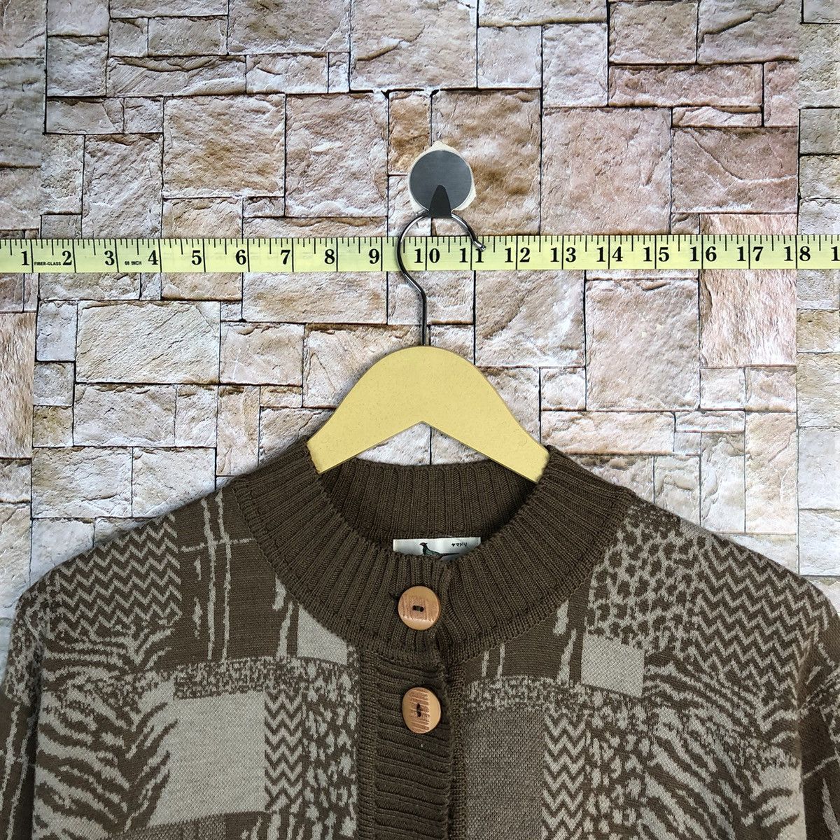 Homespun Knitwear Tokyo vintage Brown knitwear Patterned long Cardigans #A410 Size M / US 6-8 / IT 42-44 - 4 Thumbnail