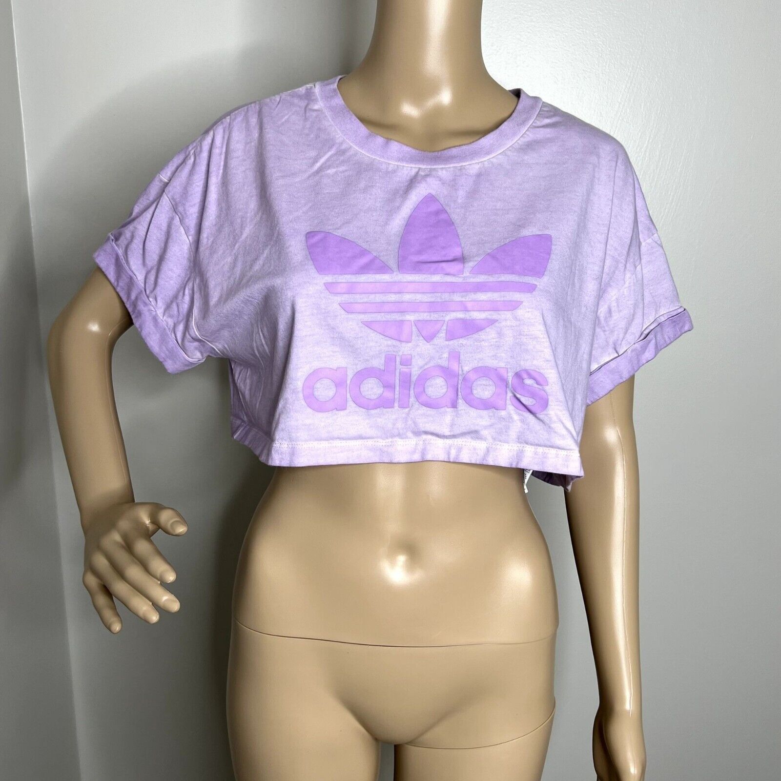 Adidas Adidas Purple Logo Cropped Short Sleeve Tee Size M / US 6-8 / IT 42-44 - 9 Thumbnail