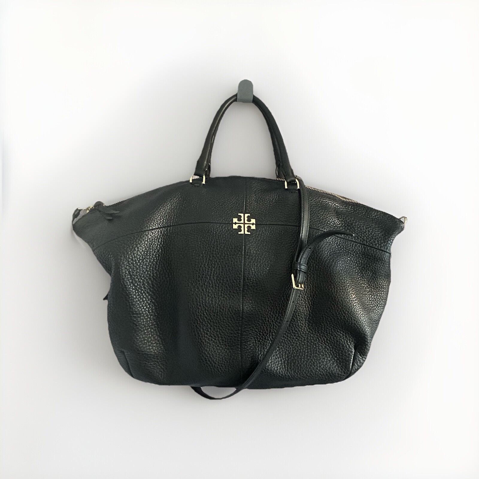 Tory Burch Tory Burch Ivy Slouchy Leather Satchel Large Black Handbag Size ONE SIZE - 7 Thumbnail
