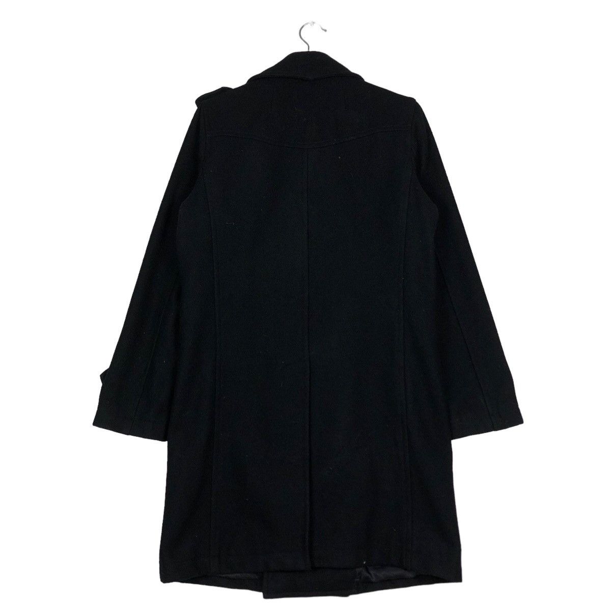 Davit Meursault Japan 🔥Rich Black Double Breast Long Jacket Wool Herringbone Size US M / EU 48-50 / 2 - 8 Thumbnail