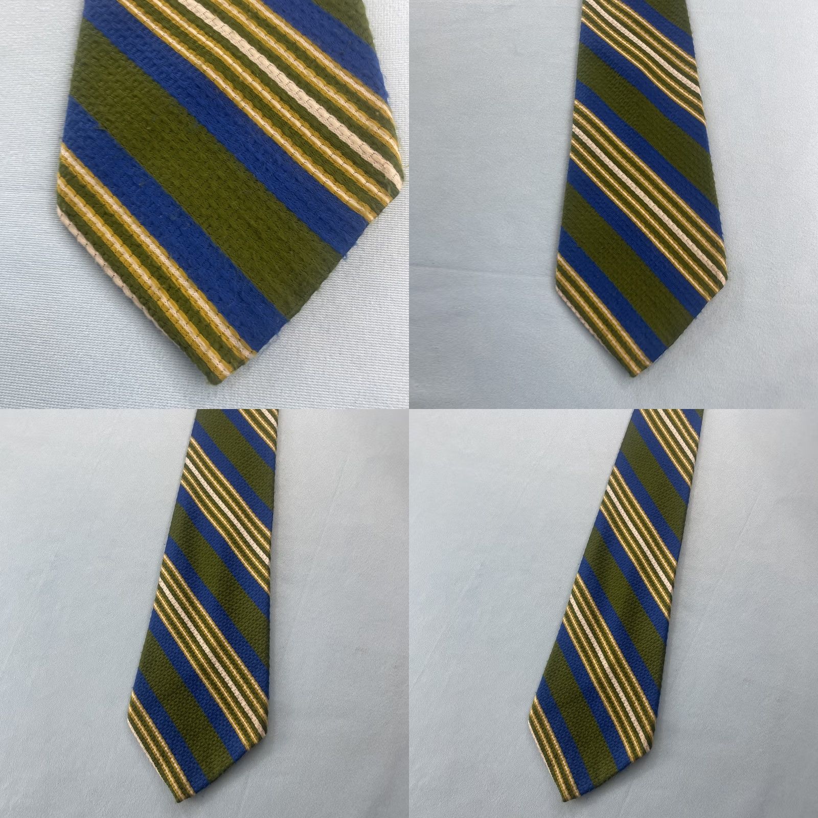 Vintage VINTAGE Resisto 70s Extra Wide Necktie 5" Kipper Repp Stripe Green Blue 58" Woven Tie Capsule UltraWide Necktie Men Designer Vintage 1970s Size ONE SIZE - 9 Thumbnail