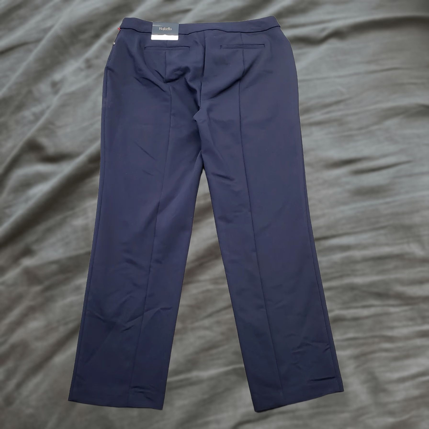 Vintage Rafaella Curvy Pants Womens 8 Navy Cotton Slash Pocket Straight Leg Hook & Eye Pants Womens Size 8 Navy Cotton Straight Leg Hook & Eye Size 30" / US 8 / IT 44 - 1 Thumbnail