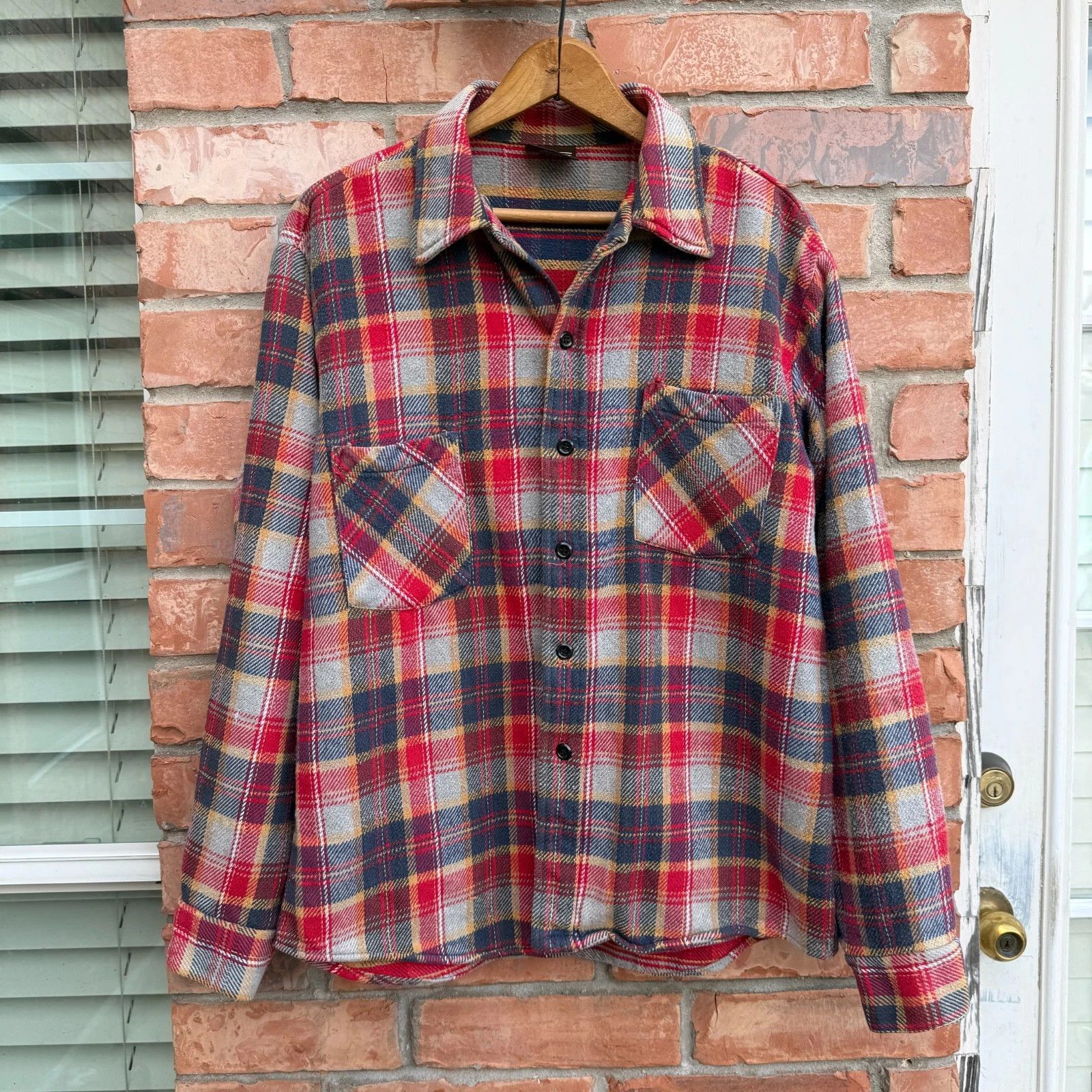 Other Sears Sportswear 1970s Heavy Cotton Plaid Flannel Shirt Size US L / EU 52-54 / 3 - 1 Thumbnail