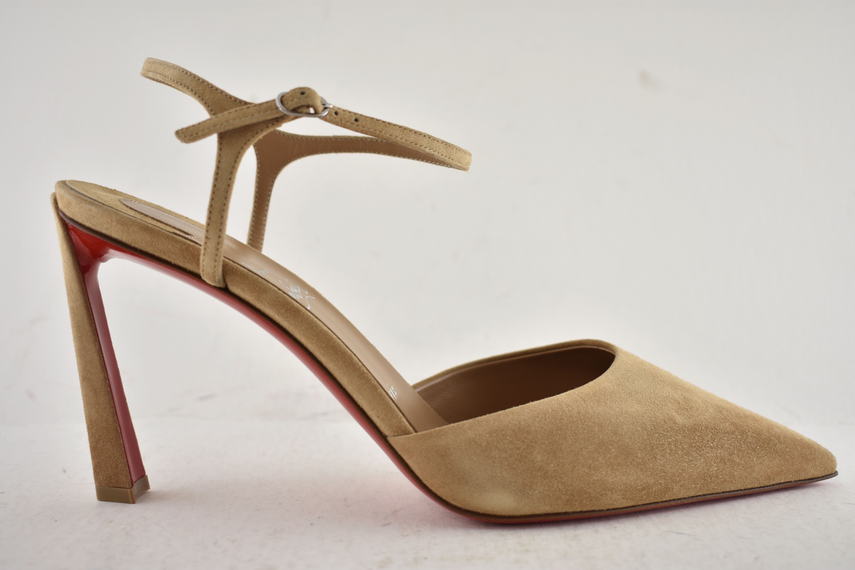 Christian Louboutin Condora Riviera 85 Lionne Beige Brown Strap Heel Pump 40 Size US 10 / IT 40 - 2 Thumbnail