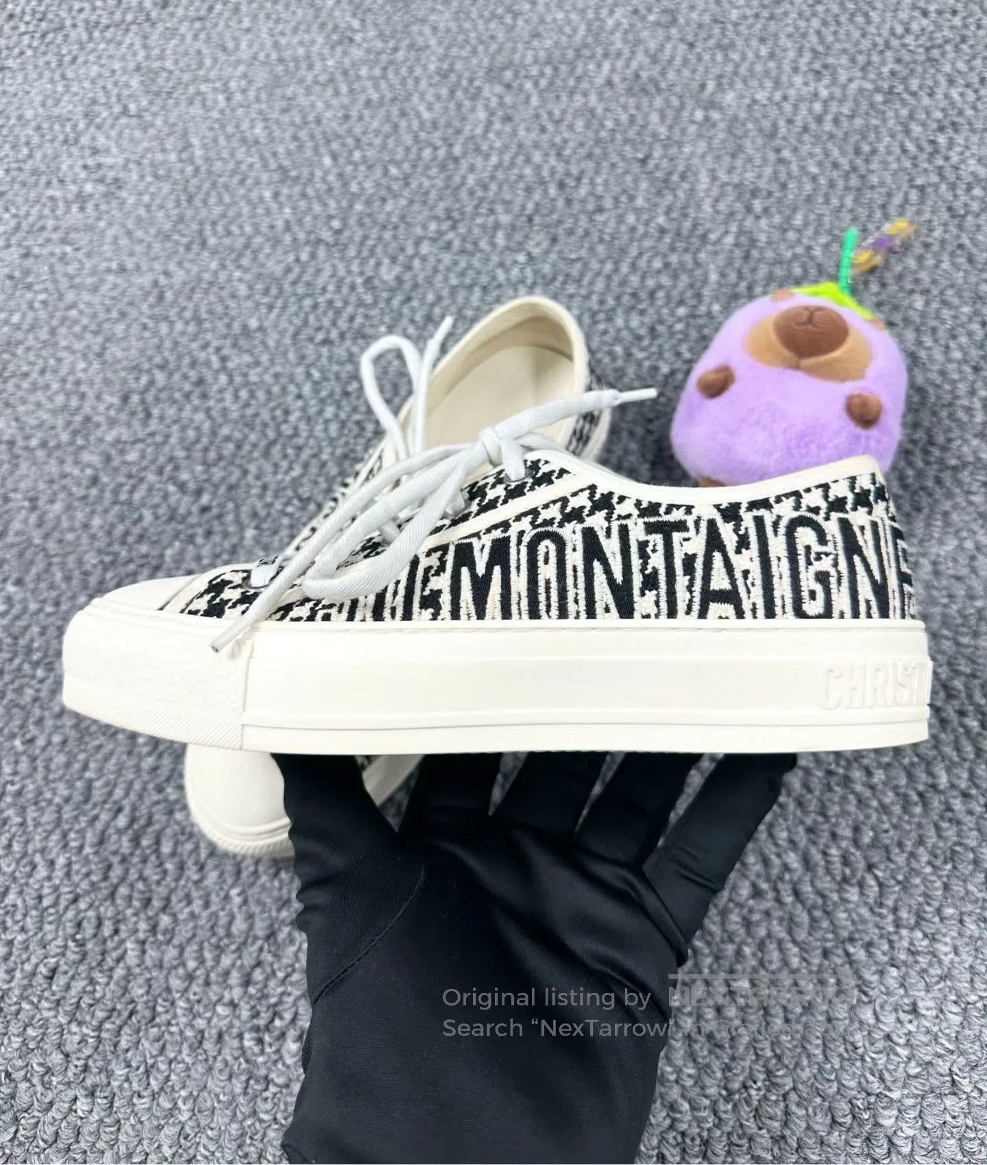Dior Dior Black and White Houndstooth Low-Top Canvas Shoes| Size US 5.5 / IT 35.5 - 4 Thumbnail