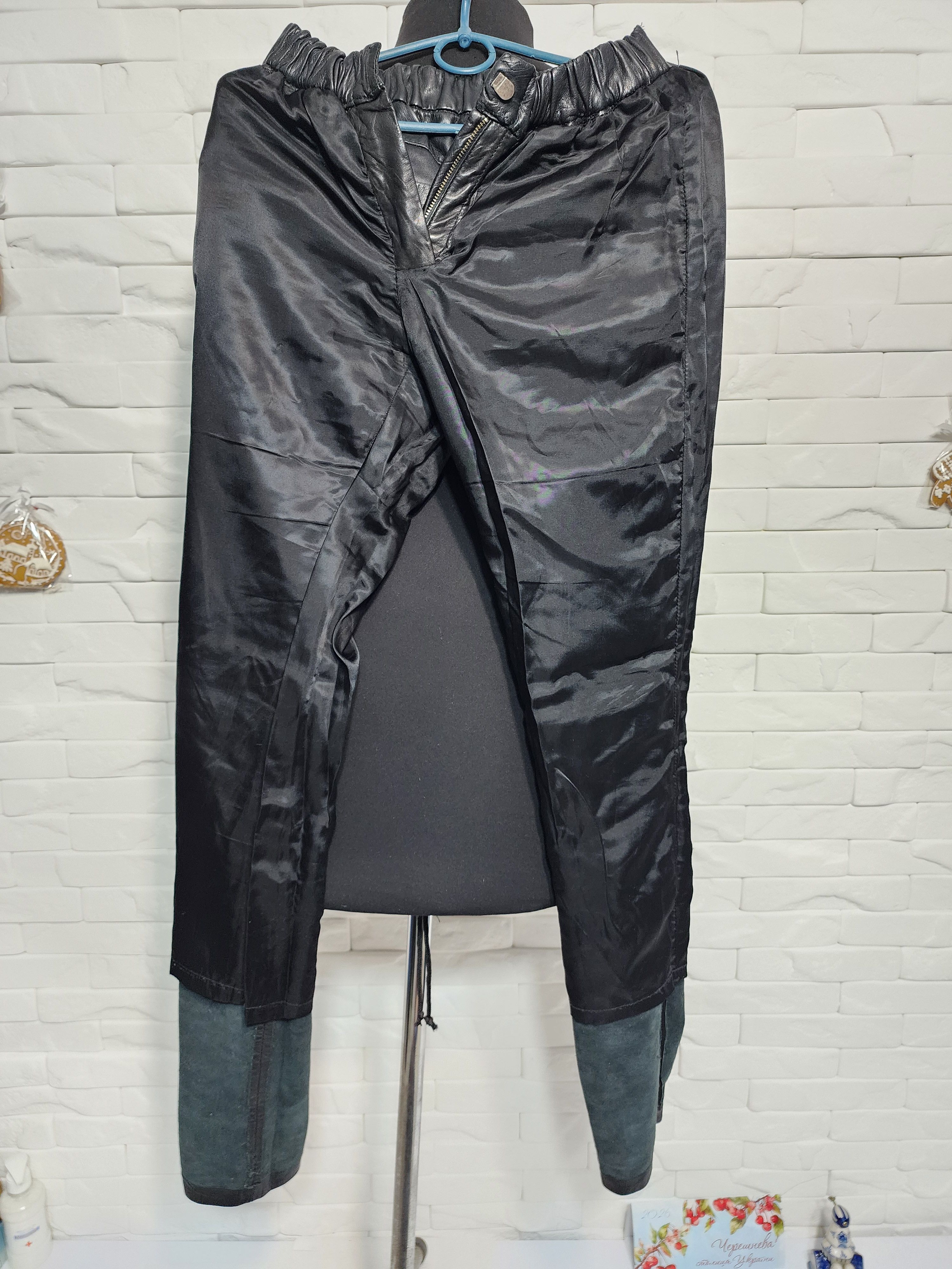 Genuine Leather Black Leather Pants: Women's Denim Style Leather Trousers Size 31" - 9 Thumbnail