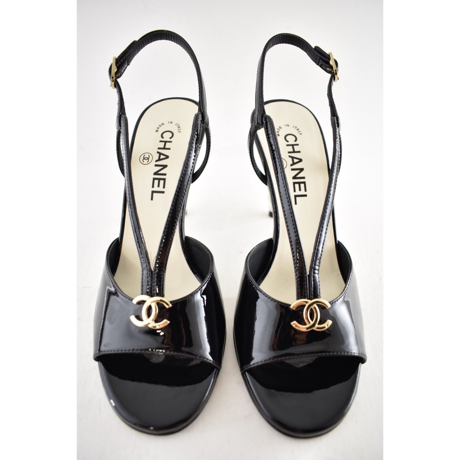 Chanel Chanel Patent Leather Pearl Heel Ankle Strappy Sandal Pump Size US 7 / IT 37 - 6 Thumbnail
