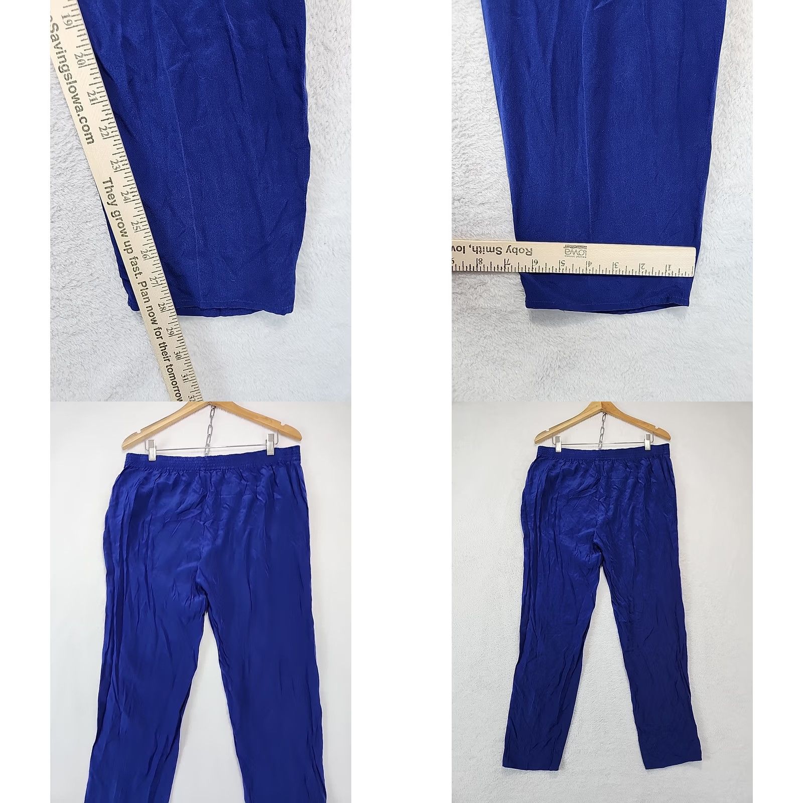 Vintage VINTAGE Argenti Blue Silk Lounge Pants Womens Size 10 Wide-Leg Elastic Drawstring Relaxed Fit Sleep Yoga Pajama Casual Lightweight Holiday Comfort Size 32" / US 10 / IT 46 - 8 Thumbnail