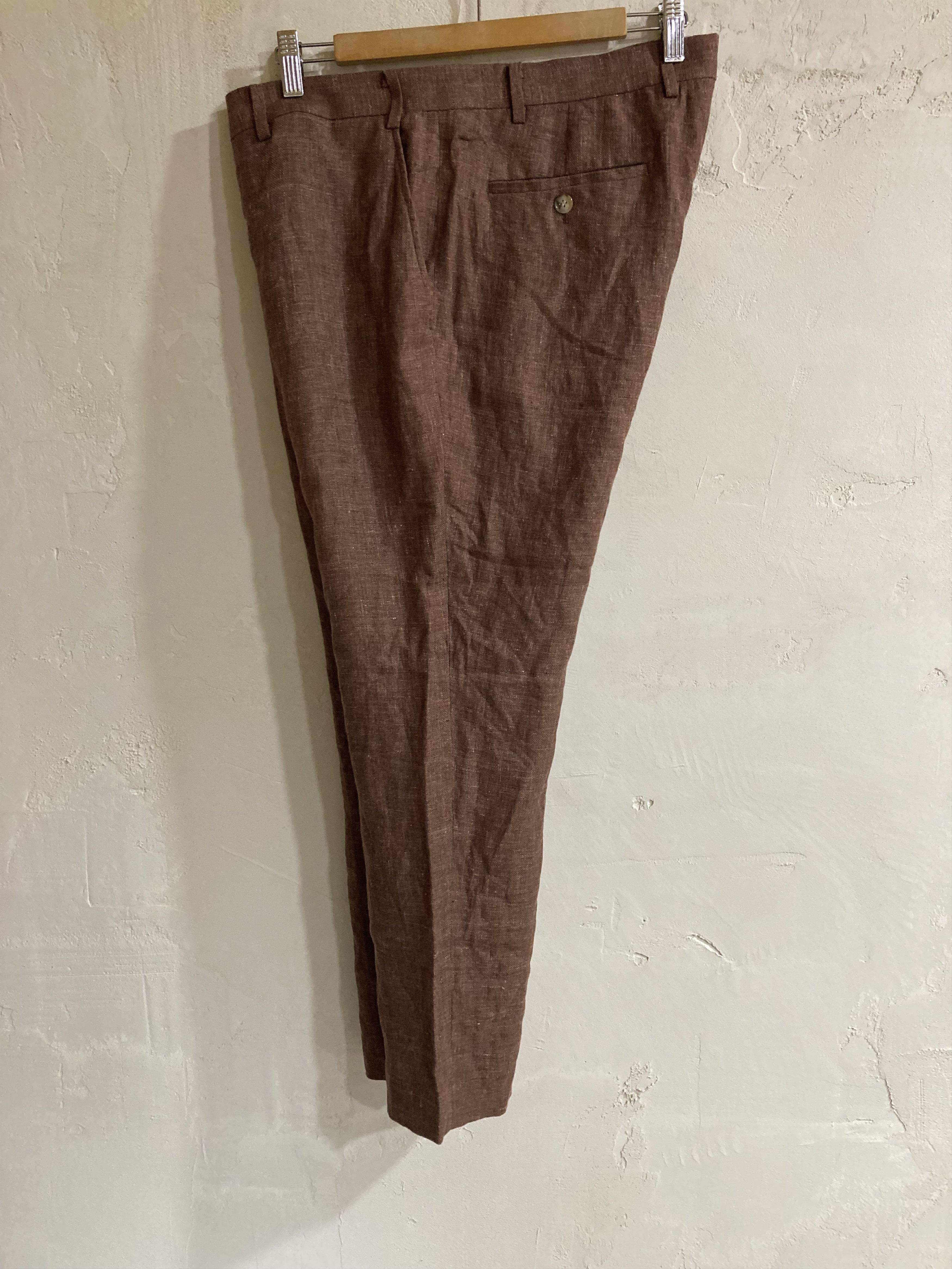 Moss MOSS BROS 1851 Tailored Linen Brown Tobacco Suit Pants Size US 36 / EU 52 - 4 Thumbnail