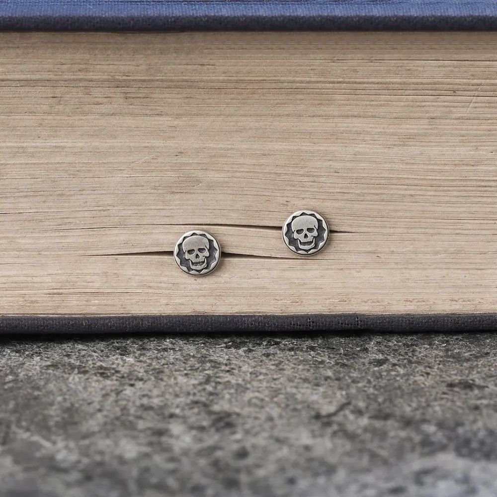 Jewelry Retro Skull Stud Earrings 925 Sterling Silver Gift Size ONE SIZE - 3 Thumbnail
